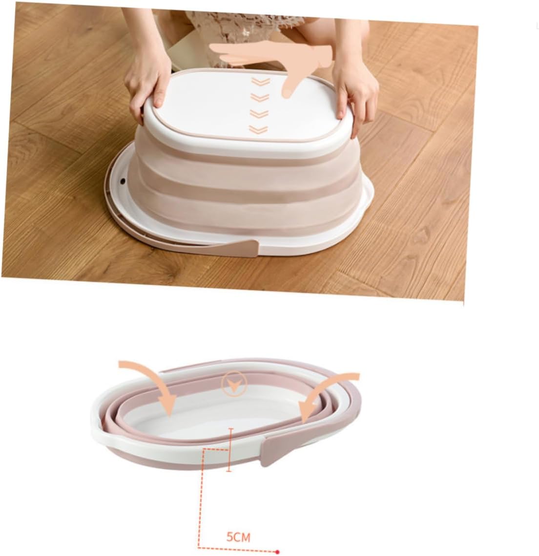 Beige Foldable Plastic Mop Bucket for Efficient Mopping