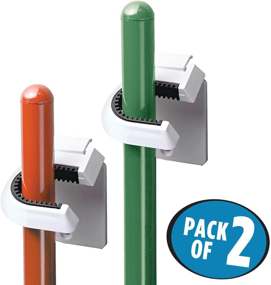 InterDesign BroomMop Holder White Set Of 2