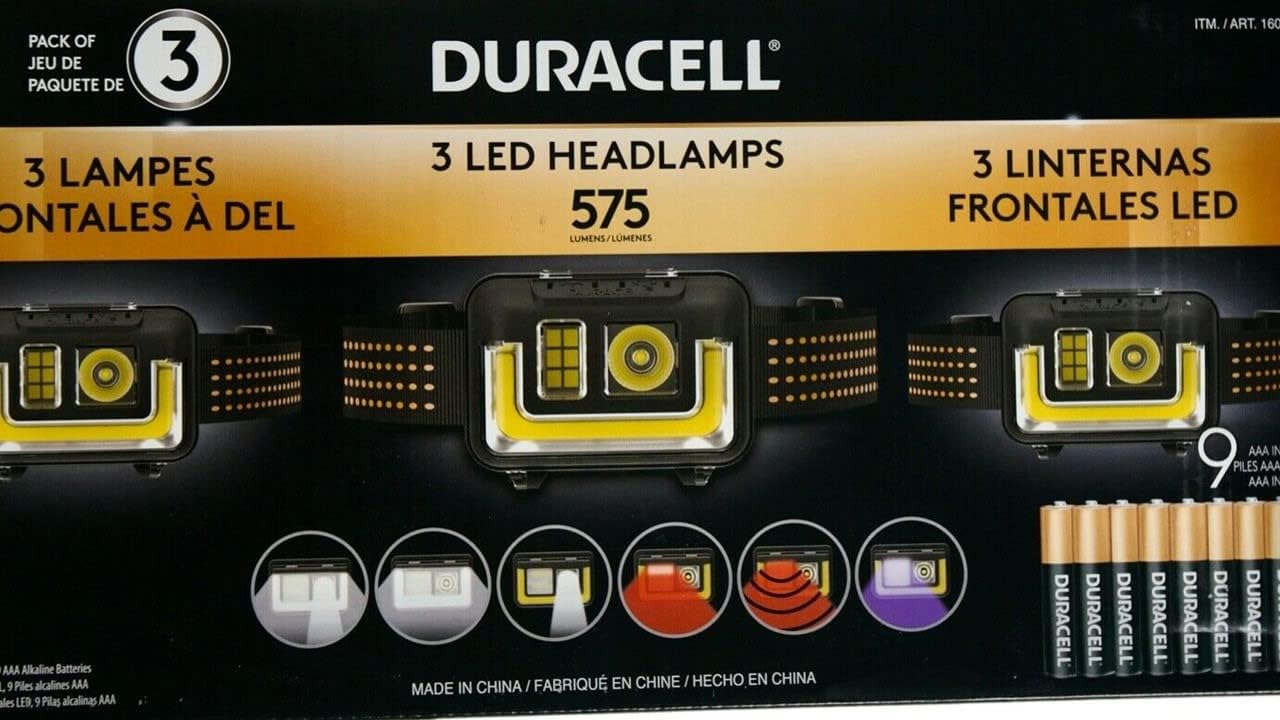 Duracell LED Headlamps 575 Lumens 3 Pack