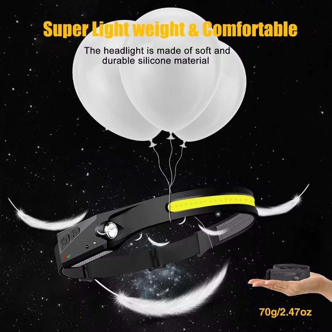 230 Wide Beam Headlamp with Motion Sensor Rechargeable camping accessory