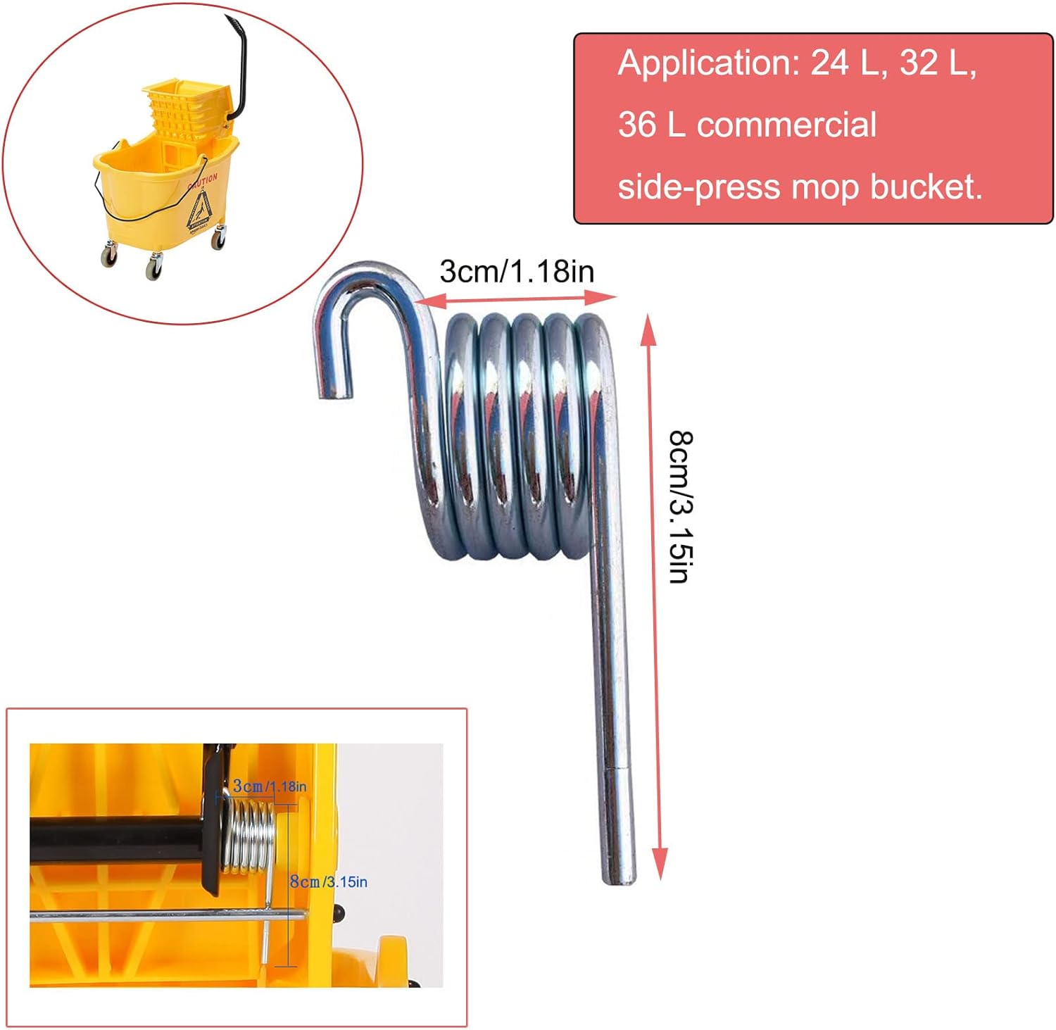 2 Pack Water Press Spring for Commercial Mop Buckets