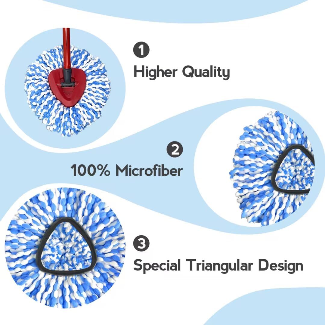 Replacement Mop Heads Set - Rinseclean 2-Tank System Microfiber Machine Washable