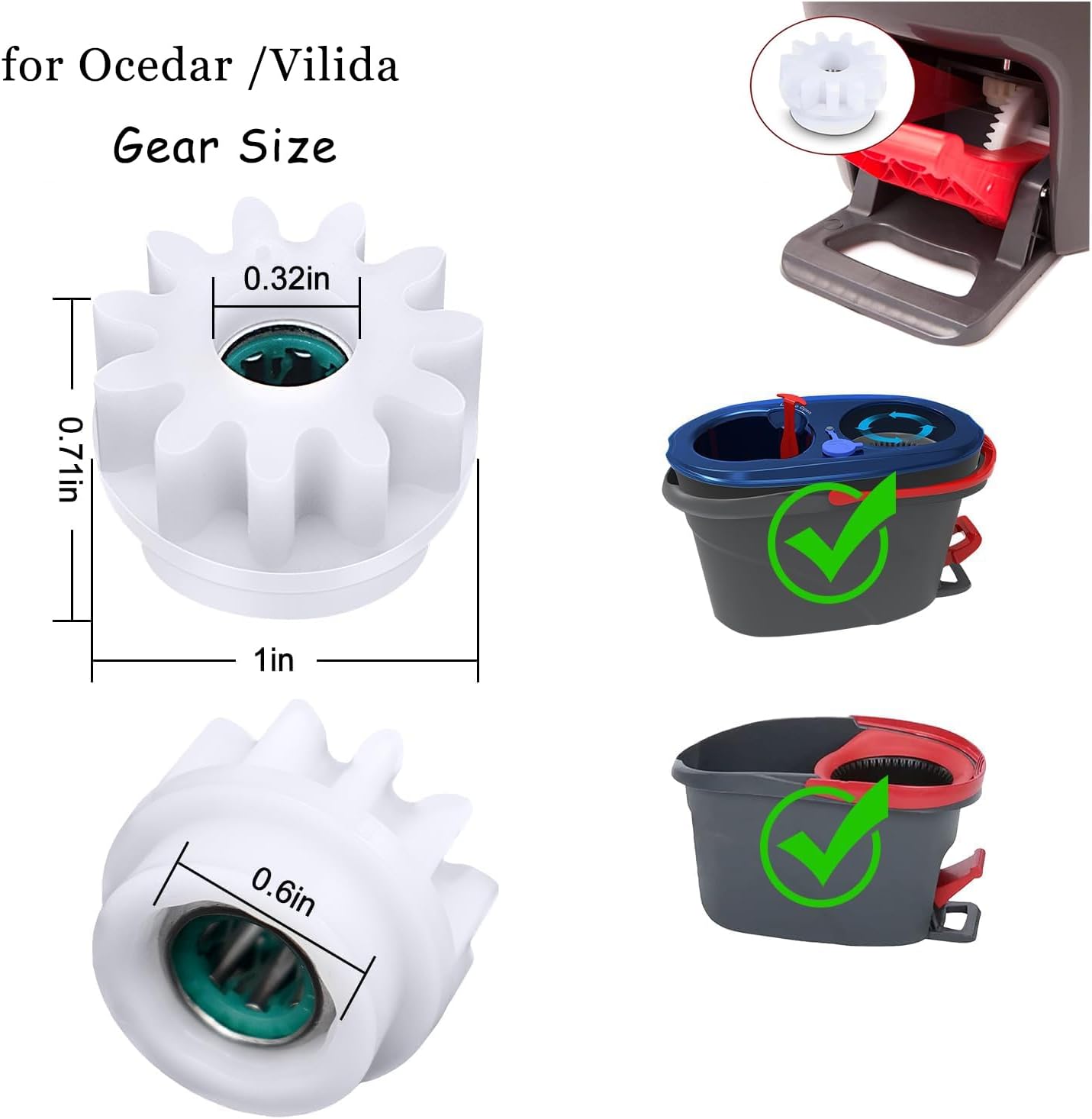 YWSHF Spin Mop Bucket Gear 6 Pack Replacement