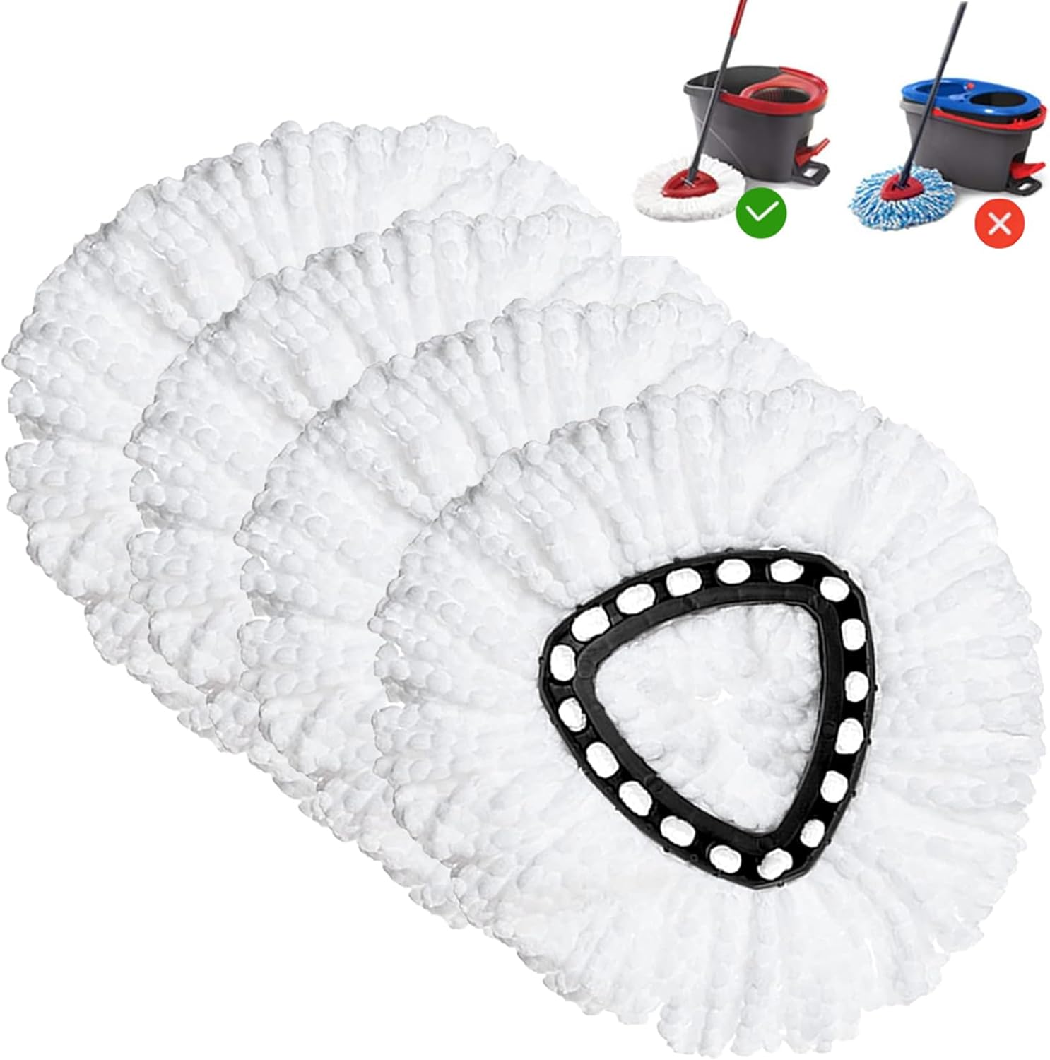 Higfra Spin Mop Replacement Heads 4 Pack