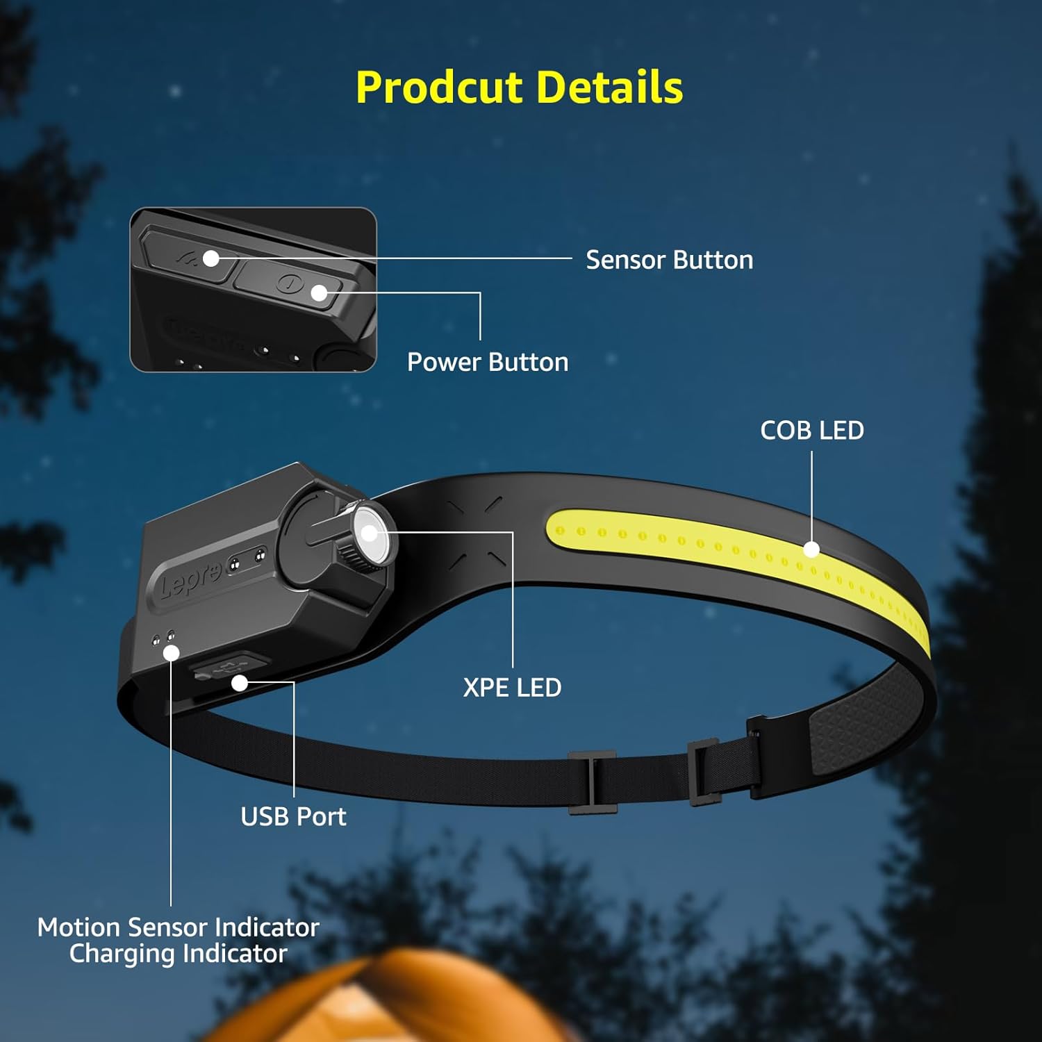 Lepro LED Headlamp - Super Bright Rechargeable