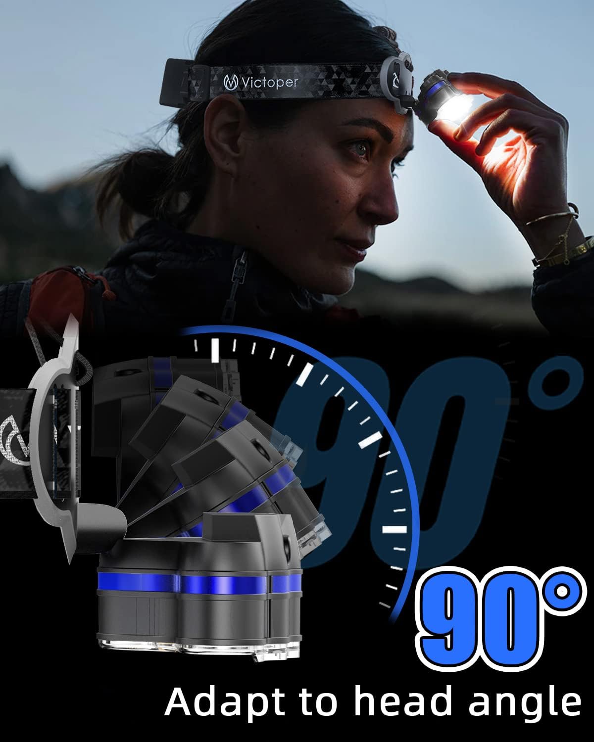 Victoper 8 LED Headlamp 18000 Lumen Waterproof Outdoor Light