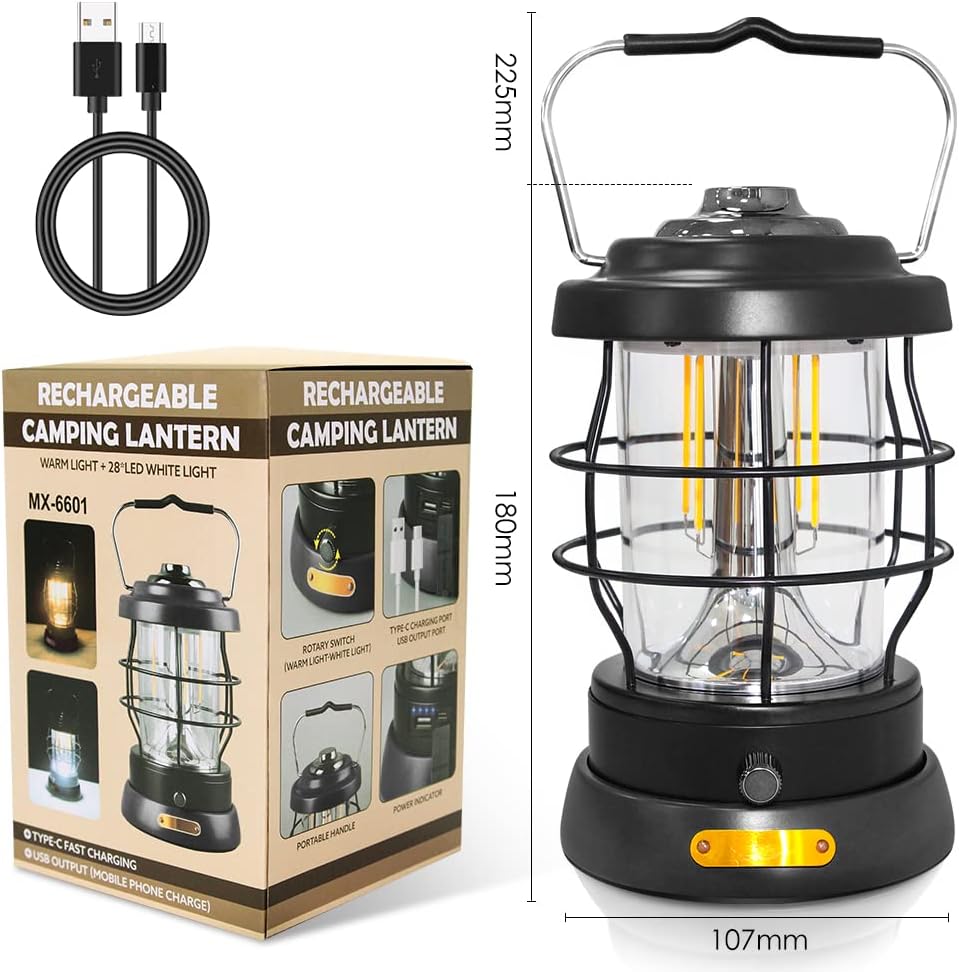 Electric Camping Lantern 1500LM Rechargeable 2 Modes Portable