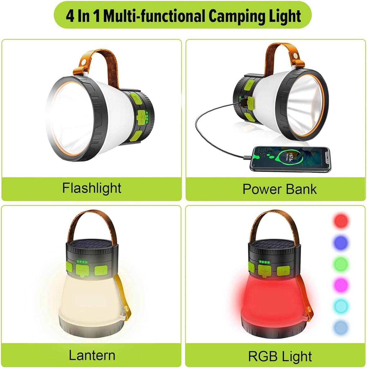 8 Lighting Modes Rechargeable Waterproof Camping Lantern with 7500mAh Battery