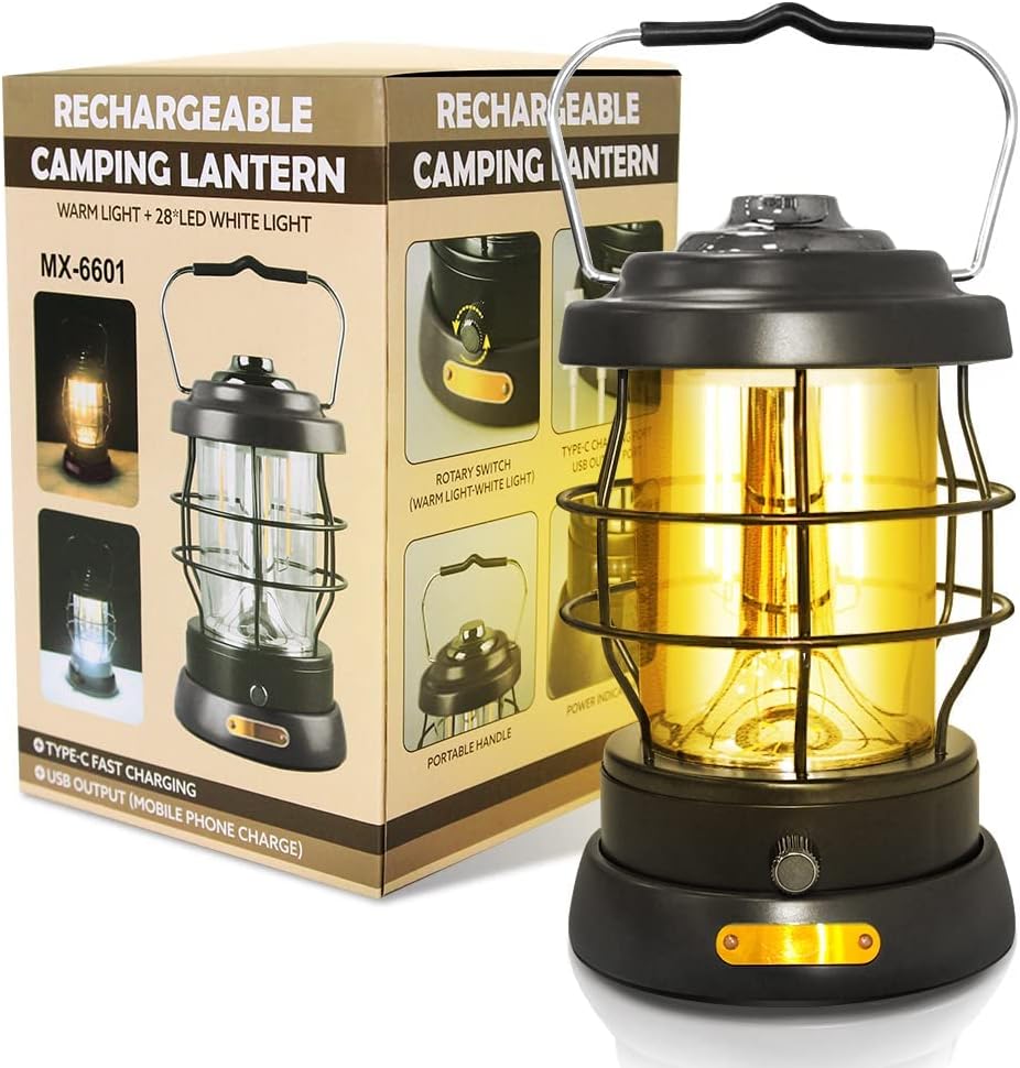 Electric Camping Lantern 1500LM Rechargeable 2 Modes Portable