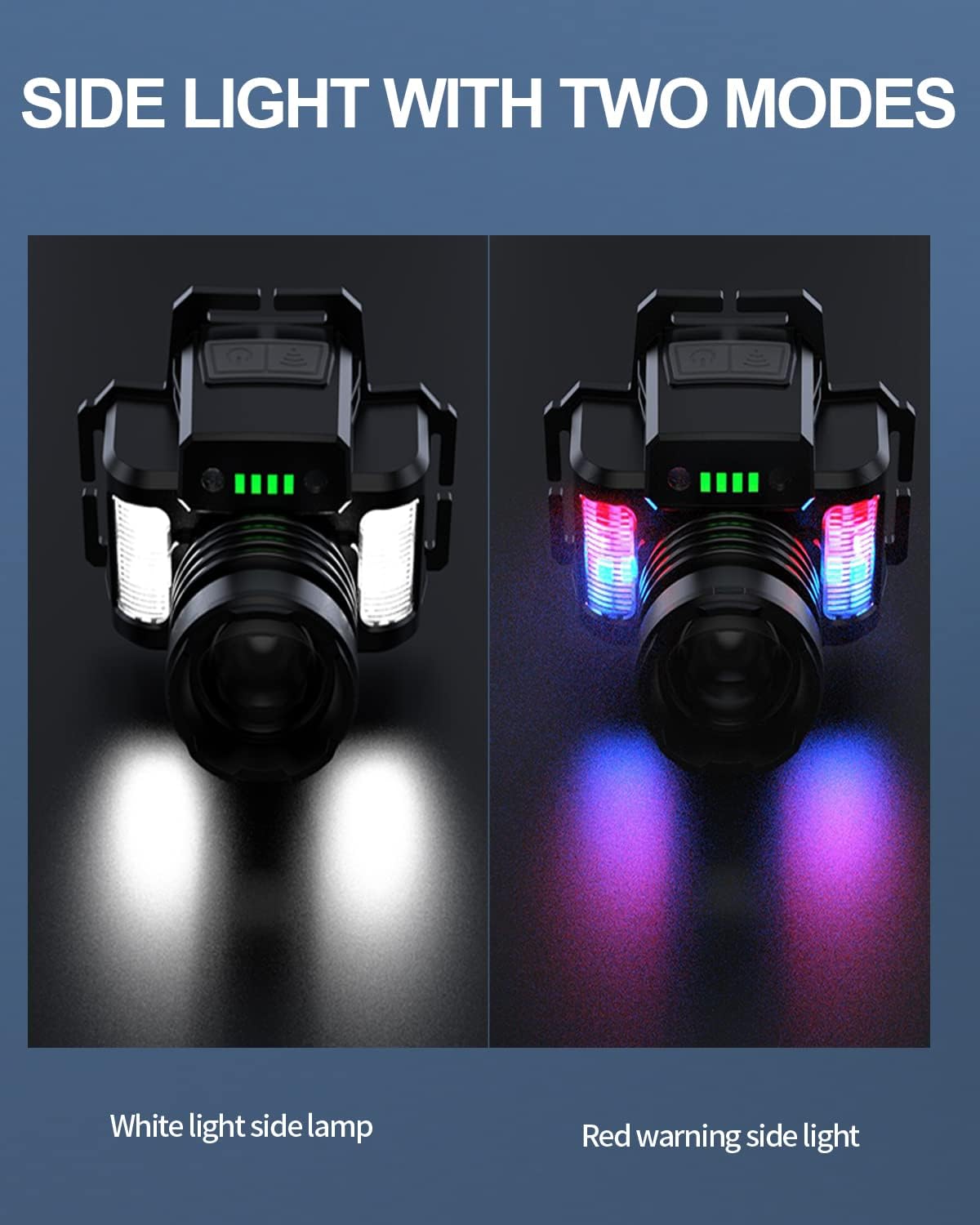 zoomable waterproof headlamp with sensor modes for camping