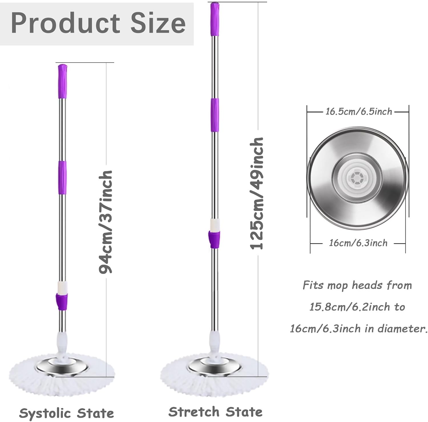 Sturdy Replacement Handle for Spin Mops 360-Degree Flexibility and Durability