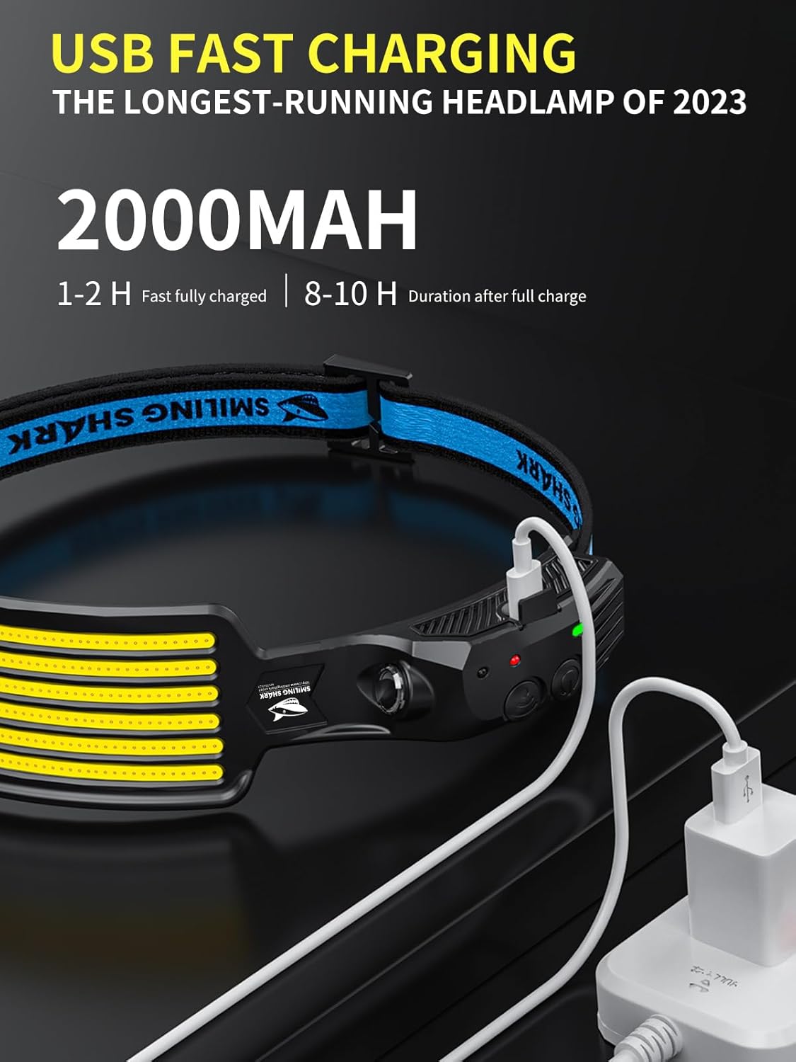 Smiling Shark 3-Pack Rechargeable Headlamp Set 6000K Starlight White Light Motion-Activated