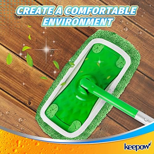 KEEPOW Reusable Wet Pads Refills Compatible with Swiffer Sweeper Mop