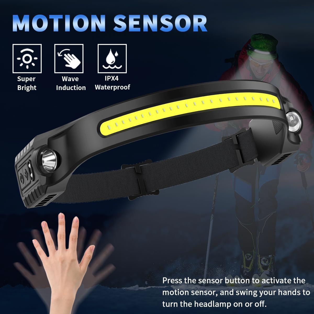 ZioeYiue 5Pack Rechargeable Headlamps with 230 Wide Beam and Motion Sensor