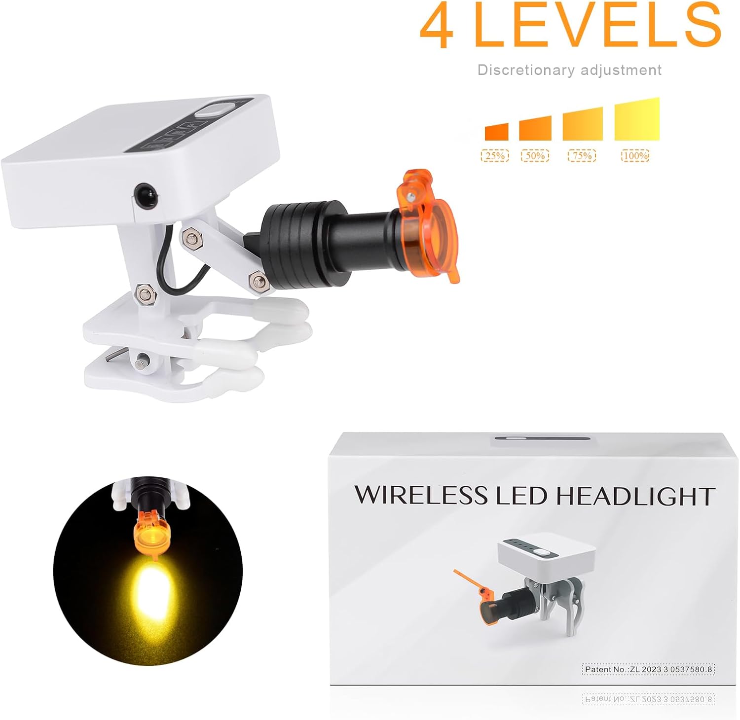Adjustable LED Headlamp with_clip and 2 Batteries