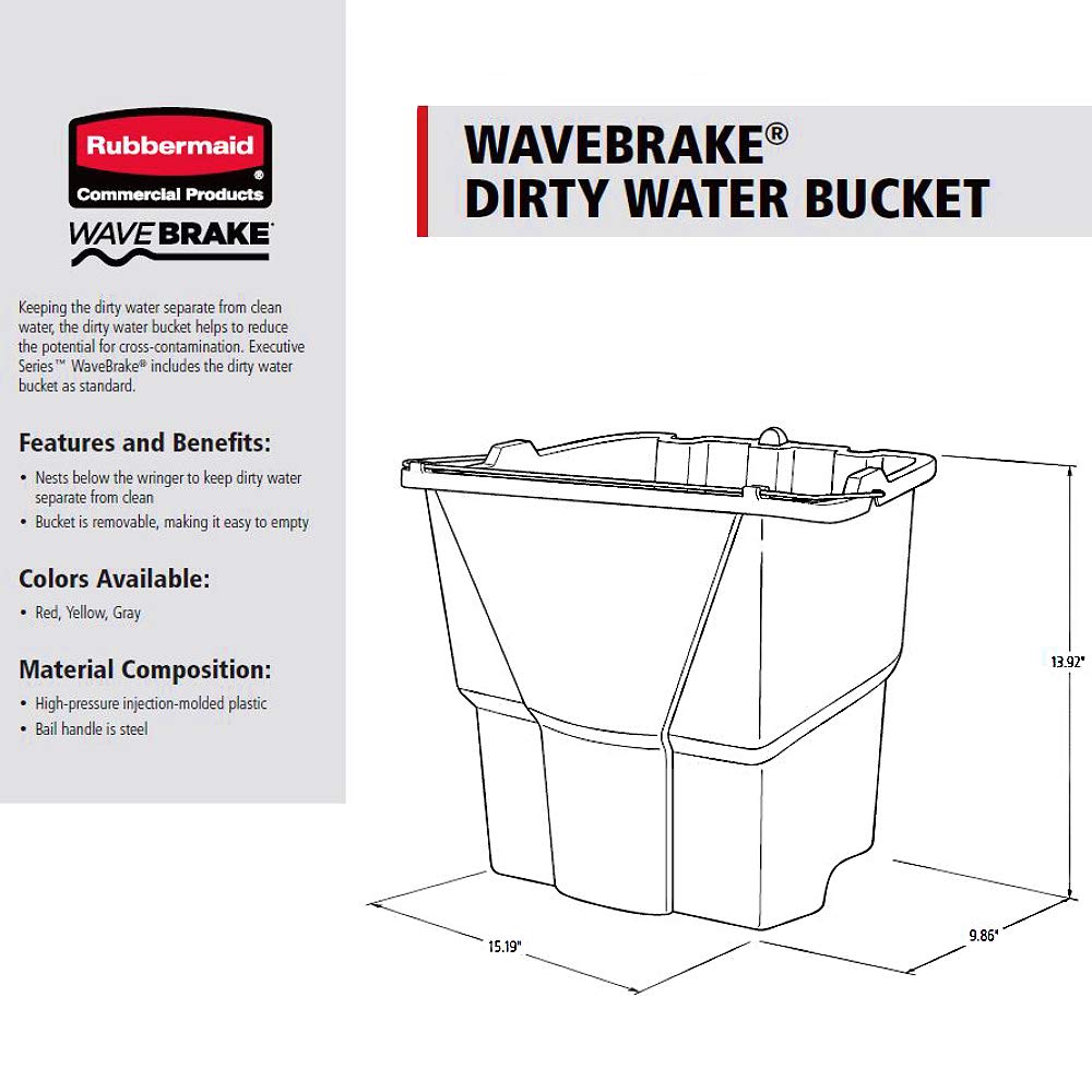 rubbermaid commercial dirty water bucket for wavebrake 20 35 Qt system red