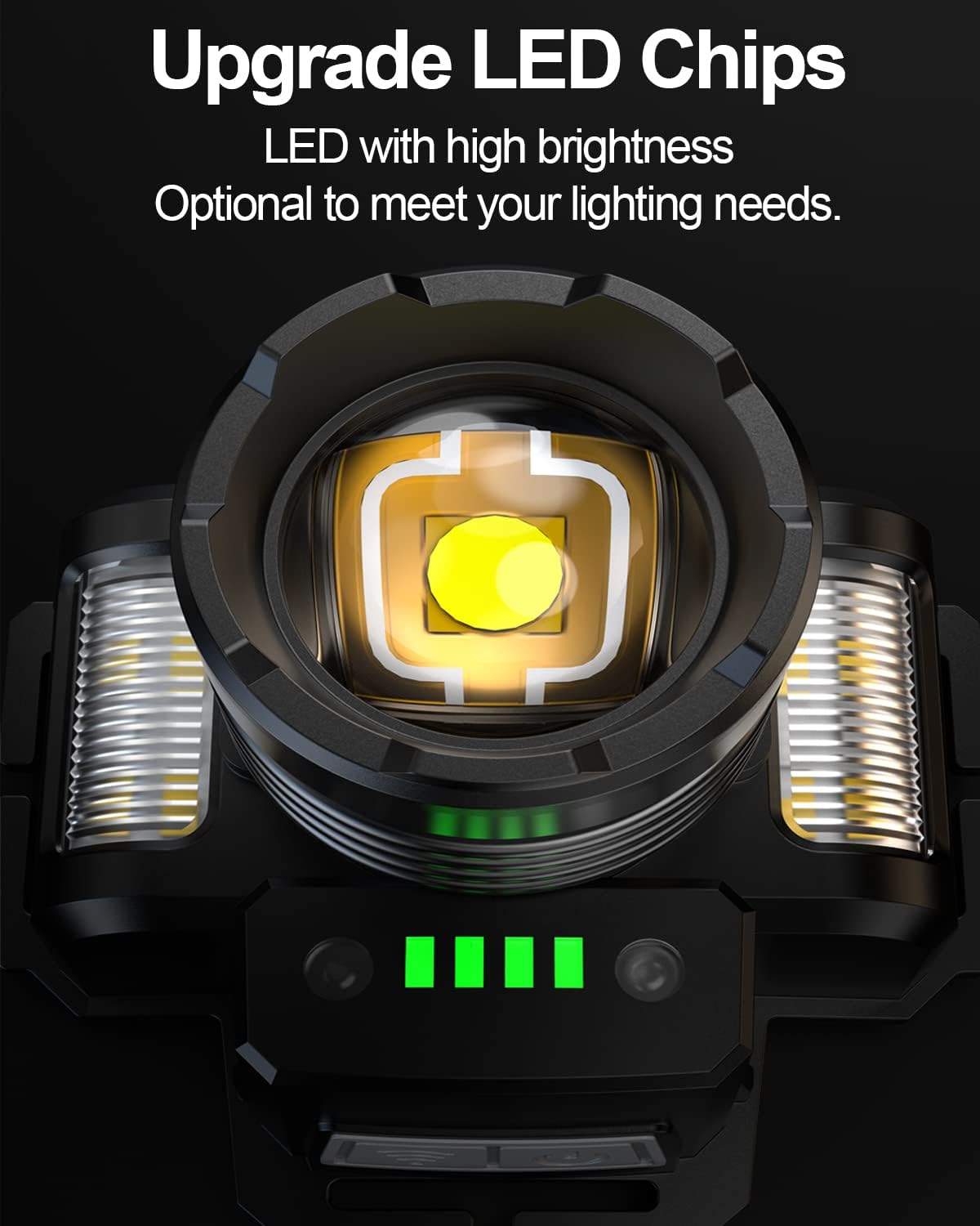 zoomable waterproof headlamp with sensor modes for camping