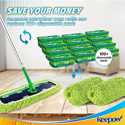KEEPOW Reusable XL Mop Pads for Swiffer XL Sweeper