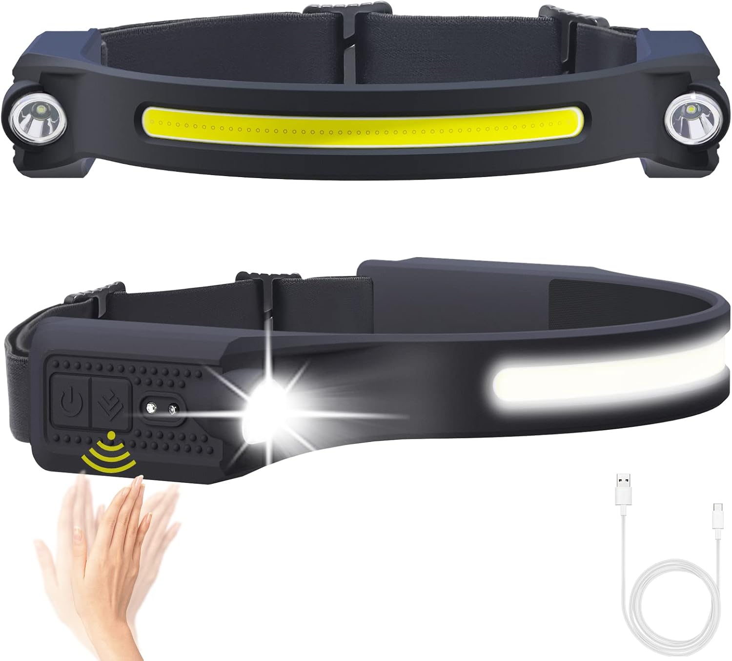 AlpsWolf 2-Piece LED Headlamp Rechargeable 260 Wide Beam