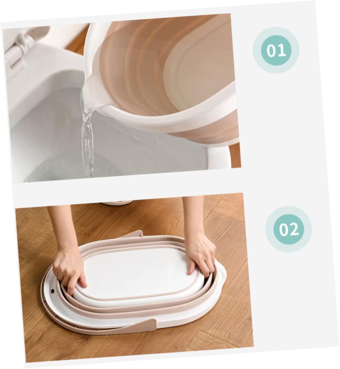 Beige Foldable Plastic Mop Bucket for Efficient Mopping