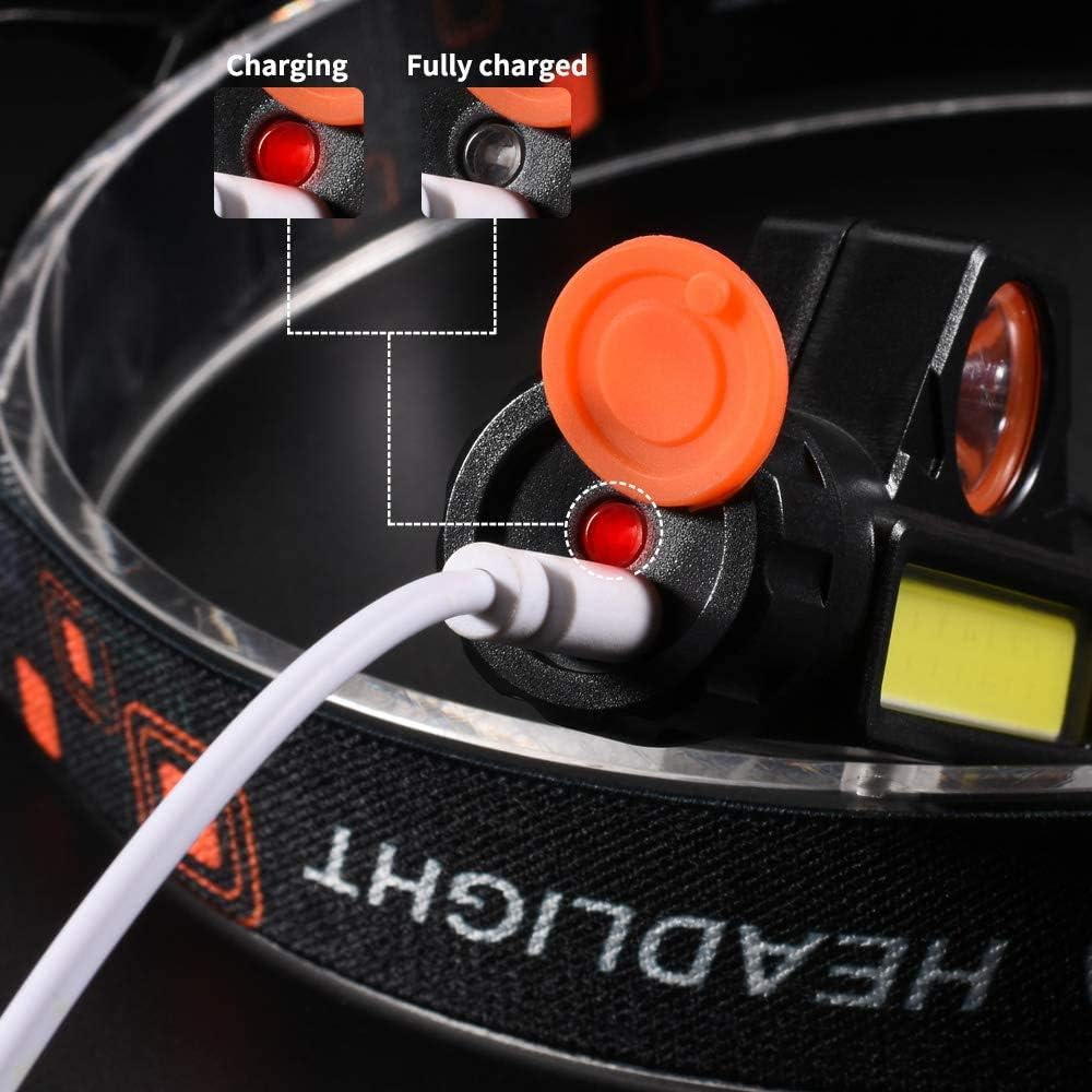 2 Pack Rechargeable Headlight with 2000 Lumens - Adjustable Waterproof Hands-Free