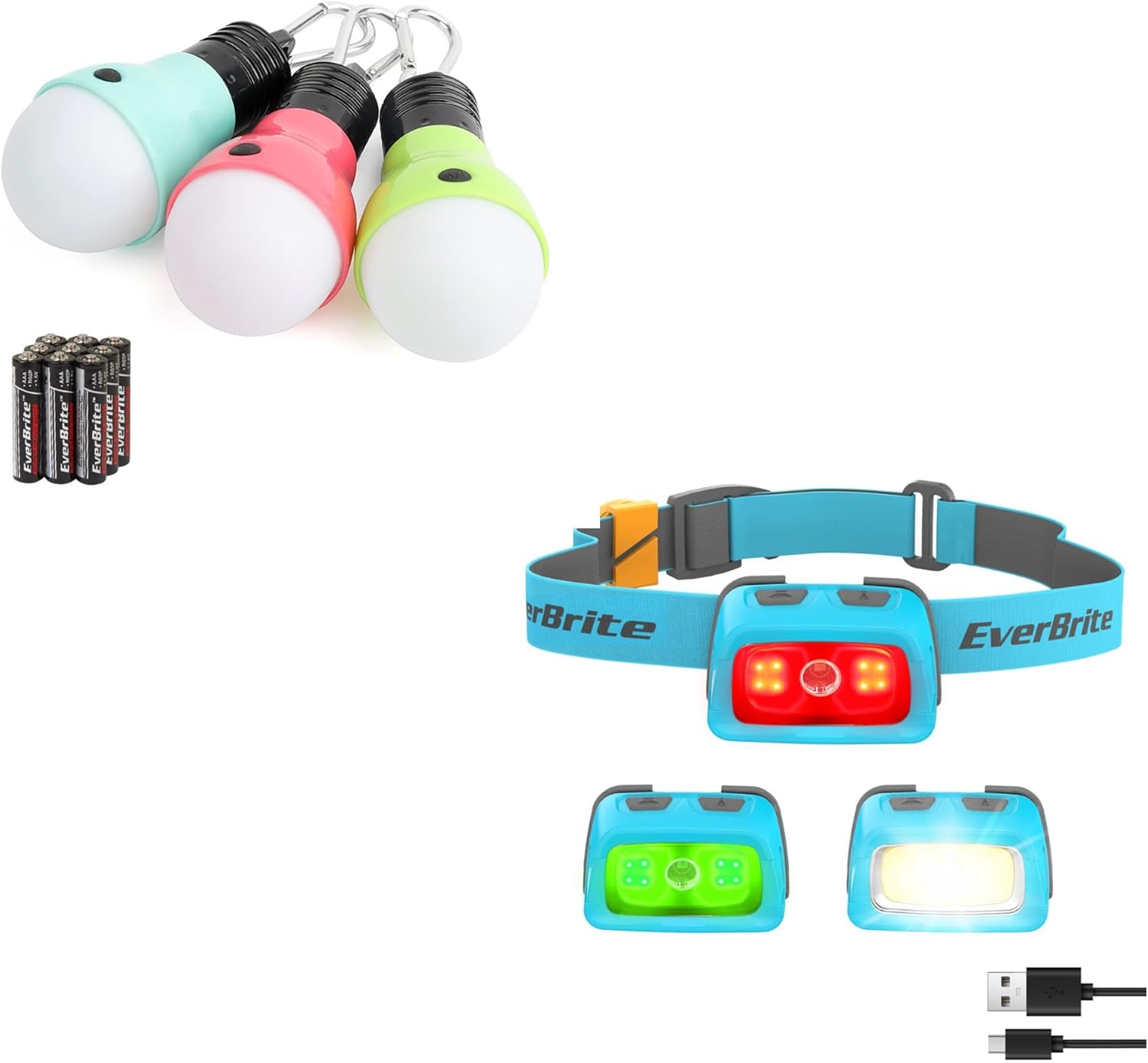 EverBrite 3-Pack Camping Lights and Rechargeable Headlamp 1