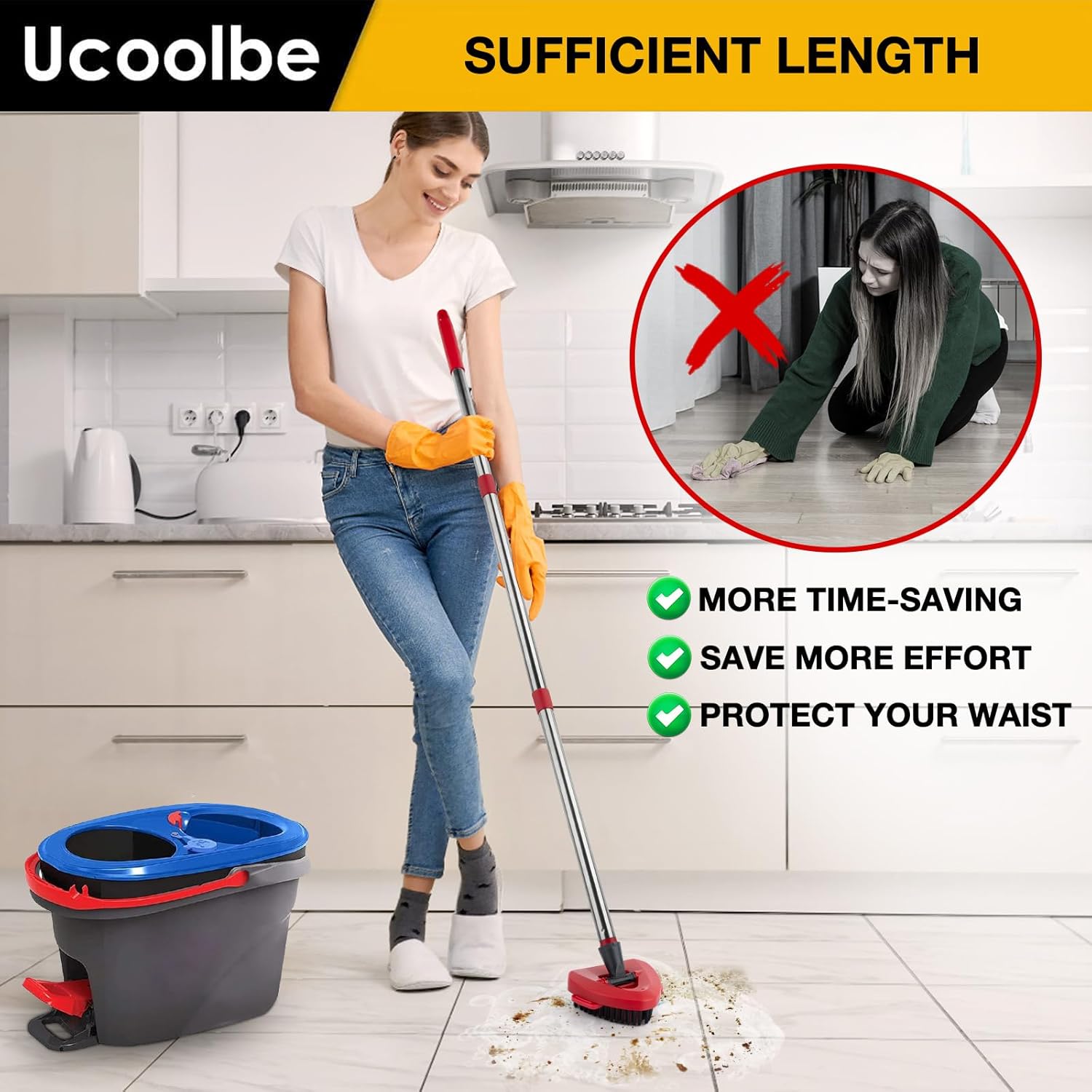 Premium Scrub Brush - Easy Mopping for Kitchens Bathrooms