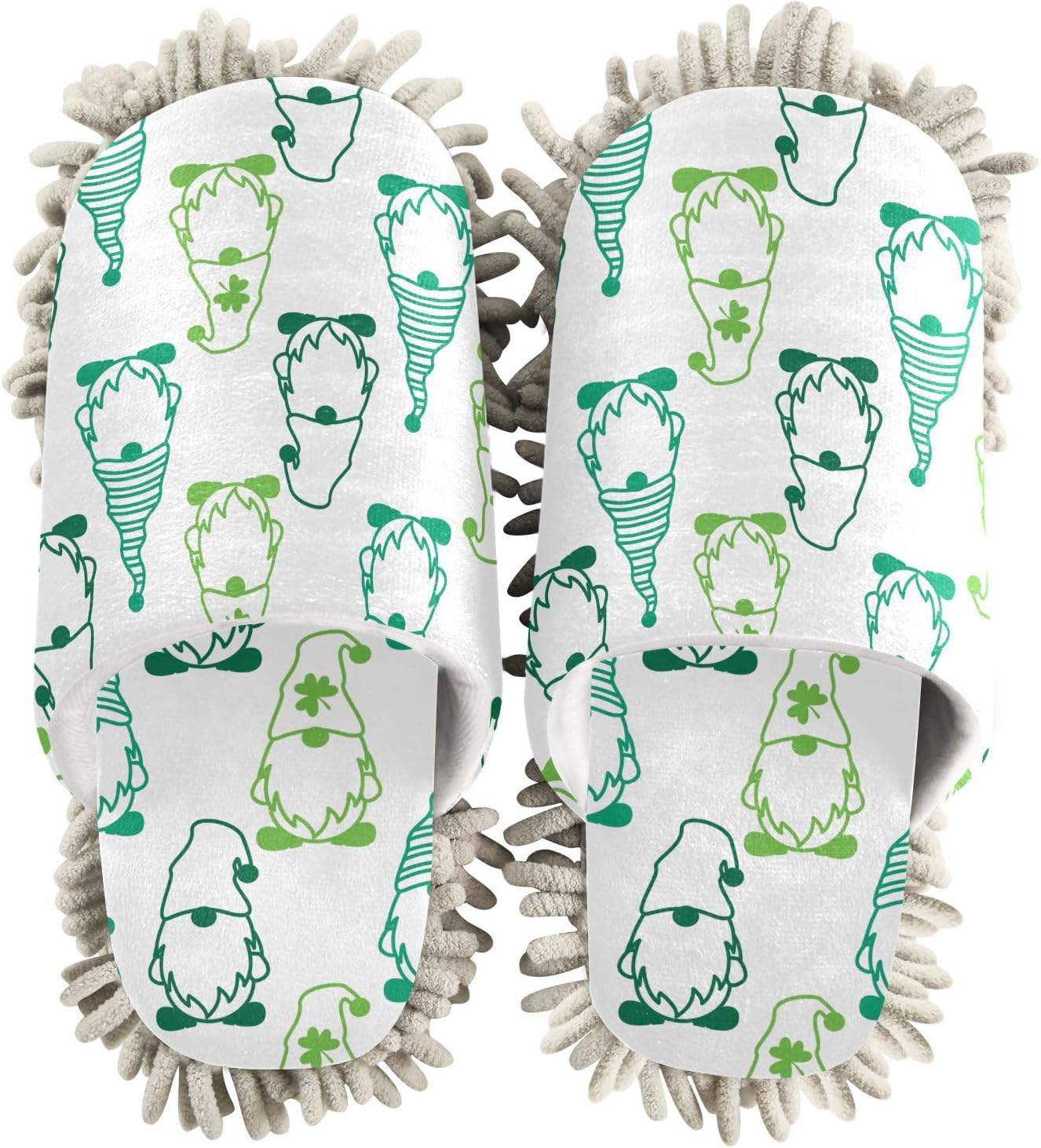 St Patricks Day Gnome Mop Slippers