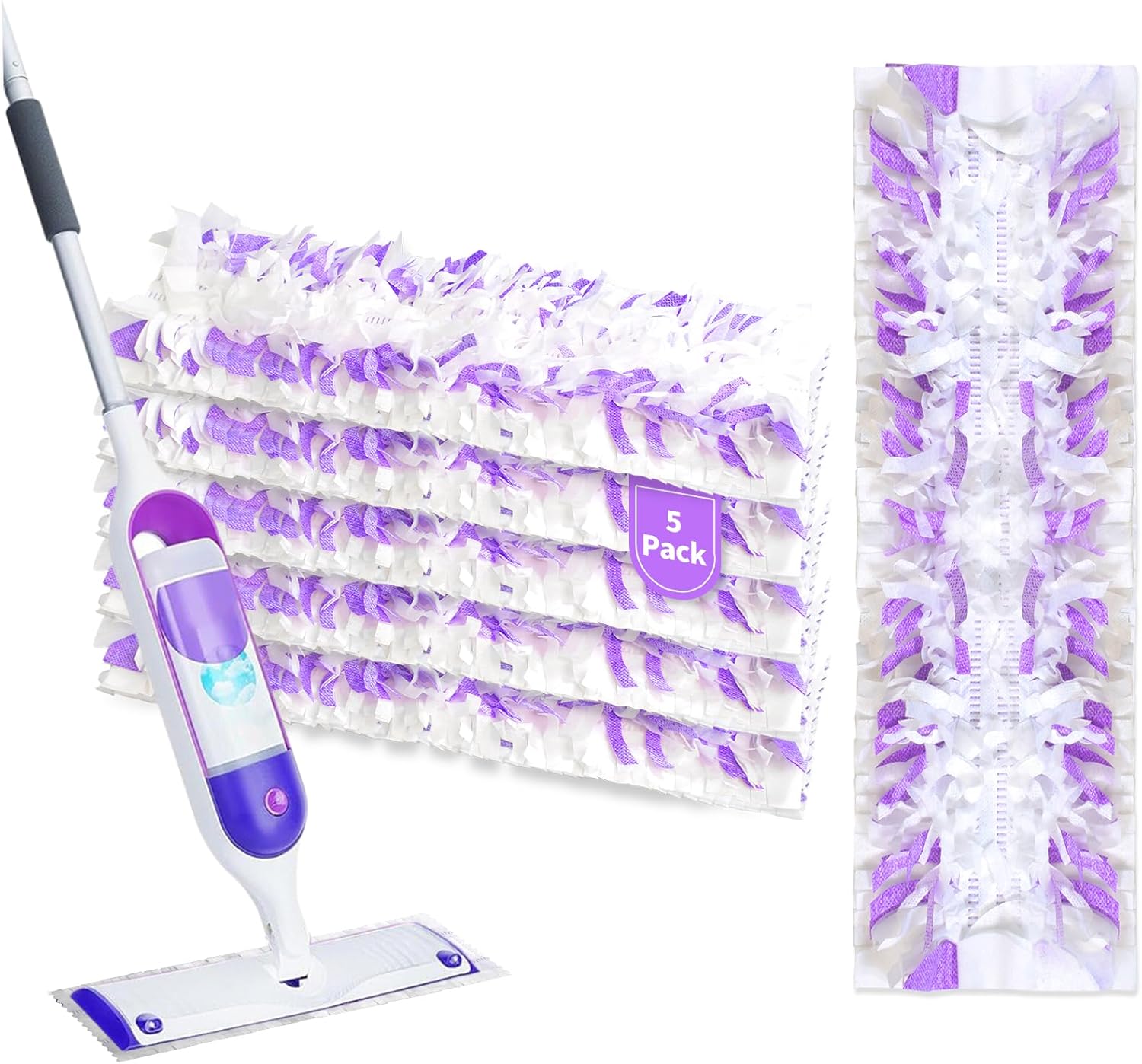 Spruce Up Your Mopping Game with Reusable PowerMop Pads White Purple 5-Pack