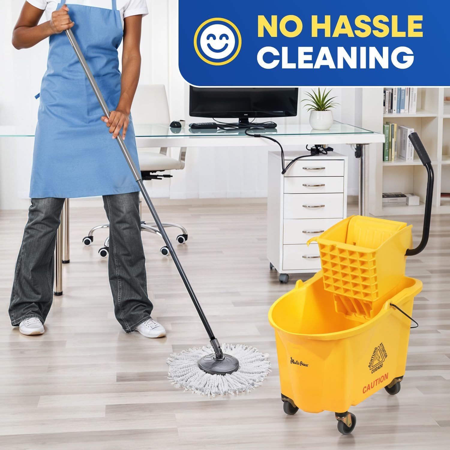 Plastic Prince - 35 Quart Mop Bucket with Wringer on Wheels