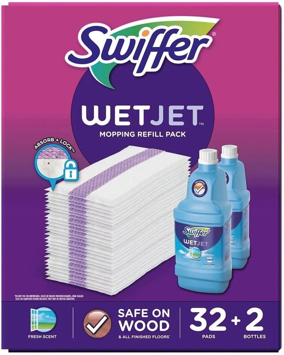 Swiffer Wetjet Mopping Refill Pack - 32 Pads 2-125L Cleaner