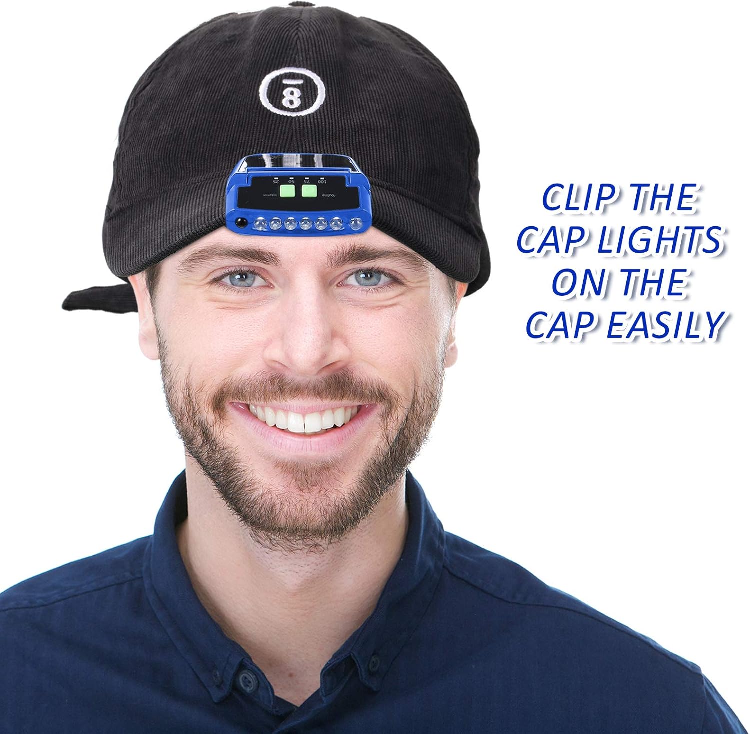 Mudder 2 Pieces LED Clip Cap Flashlight USB Rechargeable