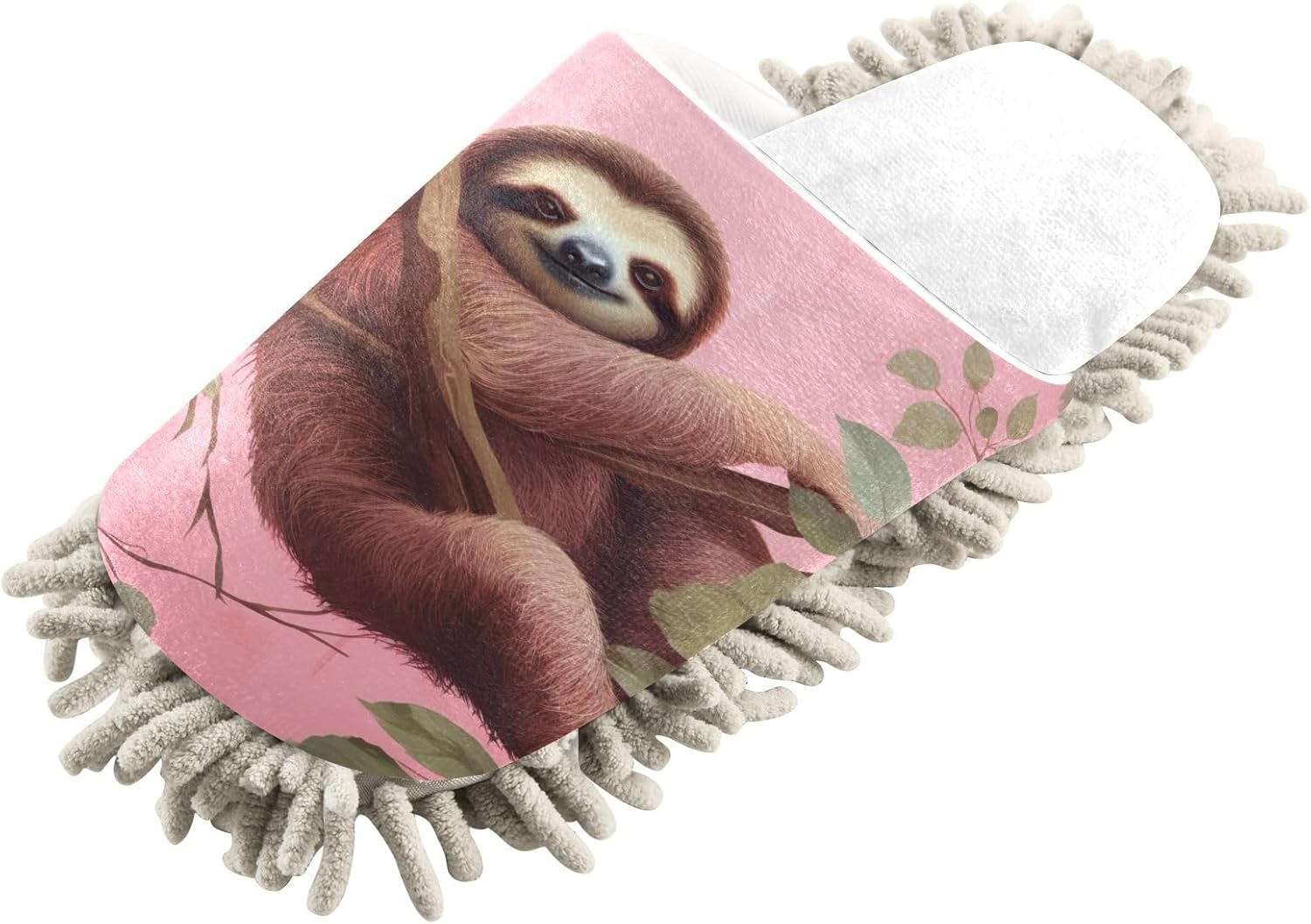 RunningBear White Sloth mop slippers for a clean office