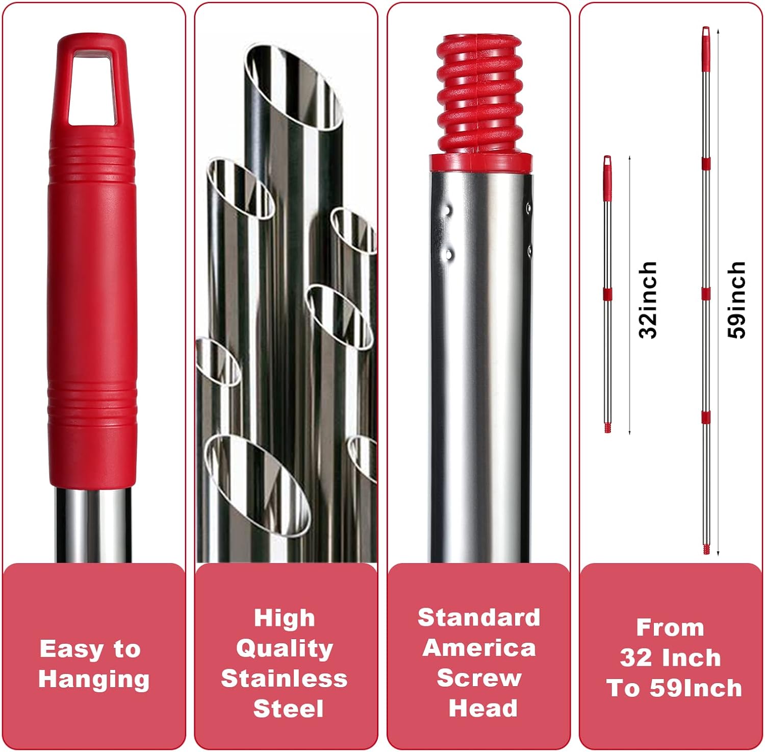Pro-Grade 4-Section Mop Handle