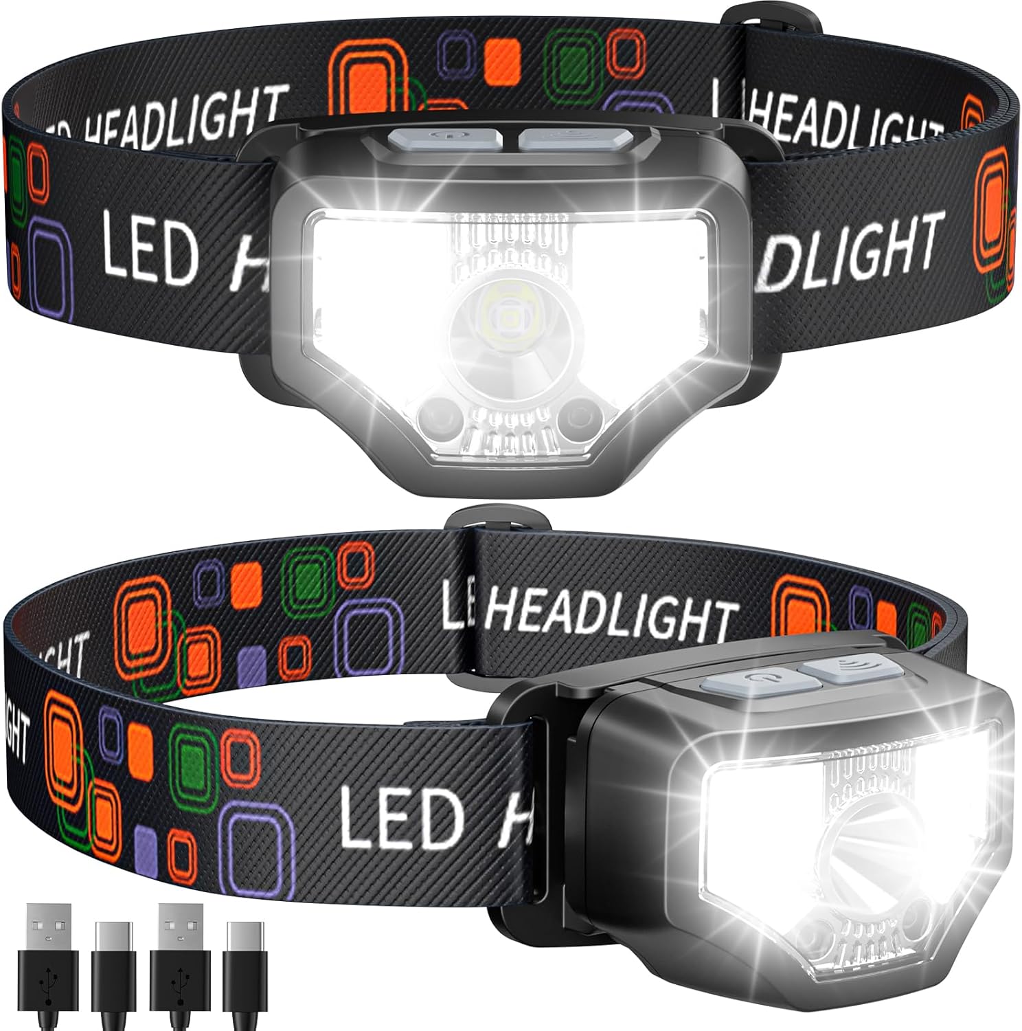 GETASI Rechargeable Dual Headlamp with Motion Sensor