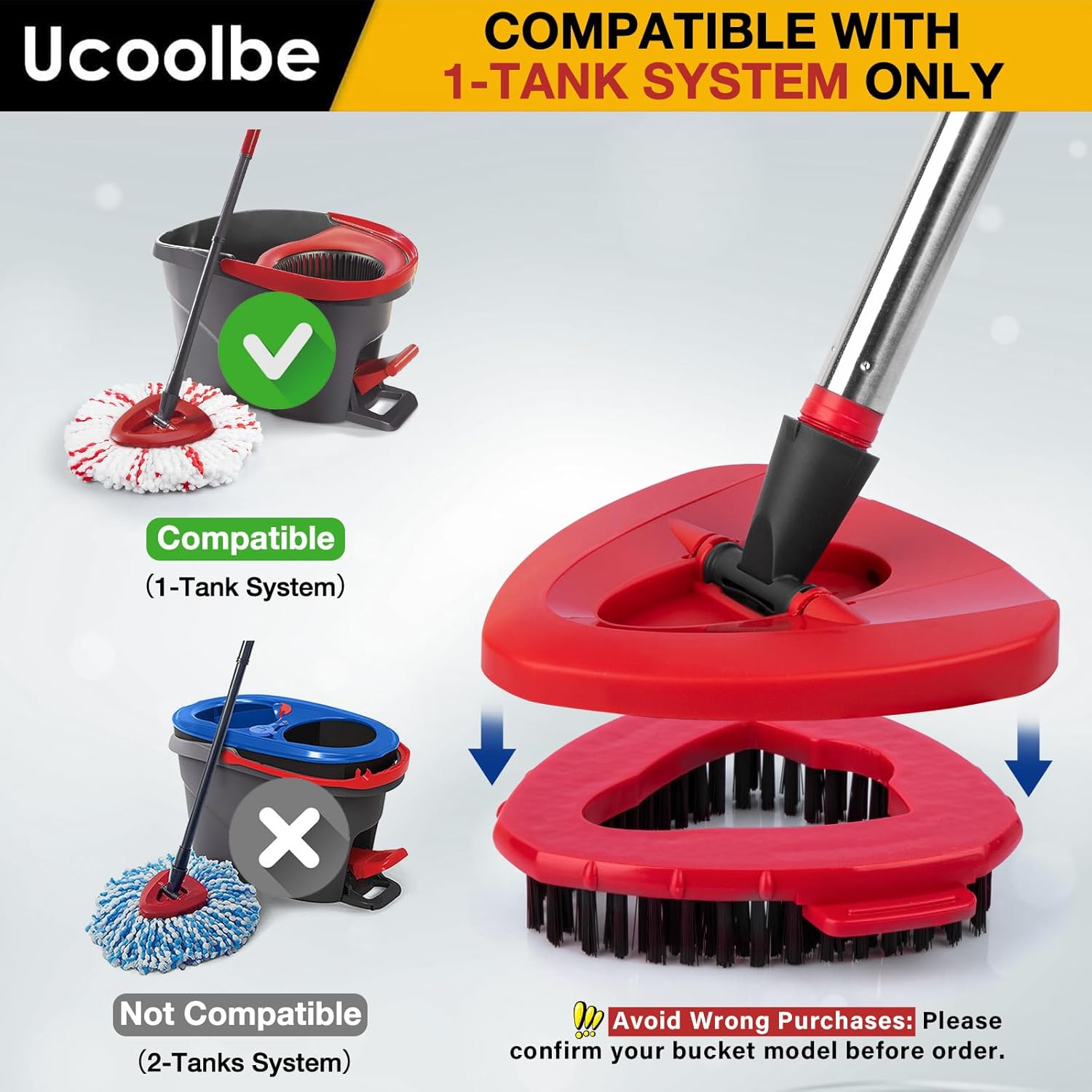 Ucoolbe Spin Mop Scrub Brush Replacement Head