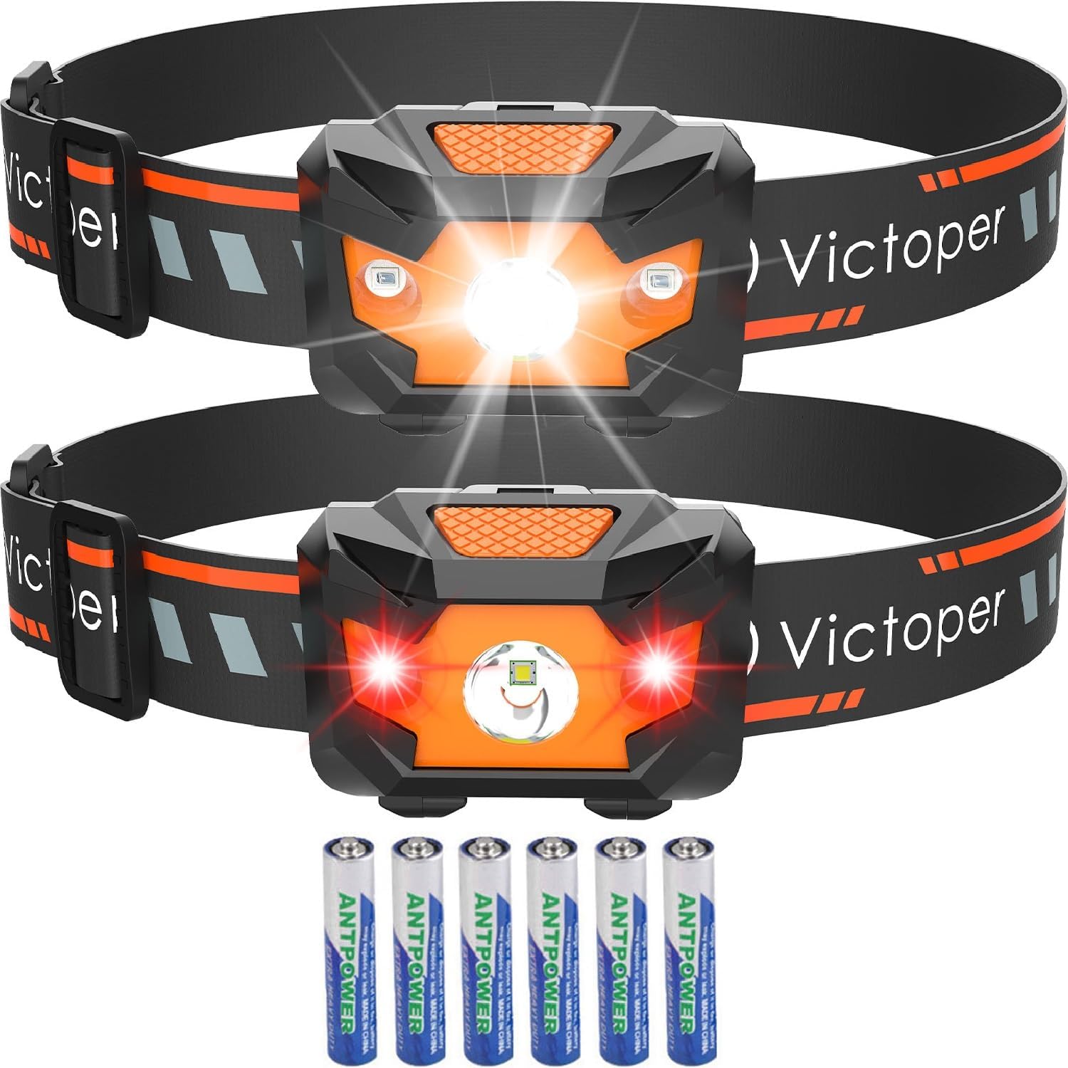 Victoper Headlamp 2 Pack with 4 Modes and Red Light 1