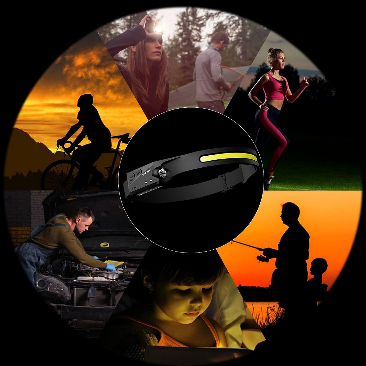 MOLAER Rechargeable 230 Motion Sensor Headlamp Outdoor Camping Hiking Use