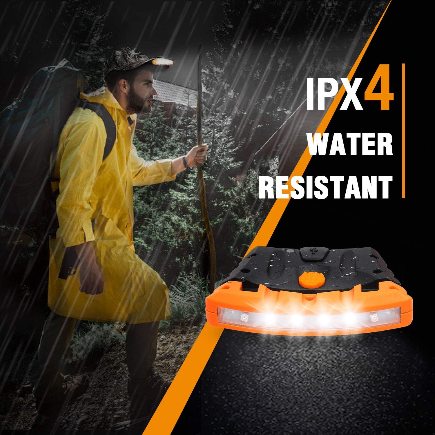 EverBrite 2-Pack Rechargeable Hat Light Waterproof Memory LED Lights