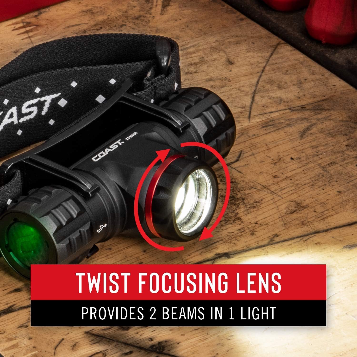 Coast HL8R Rechargeable Pure Beam Focusing Headlamp 800 Lumens Long-Lastingadjustable Beam
