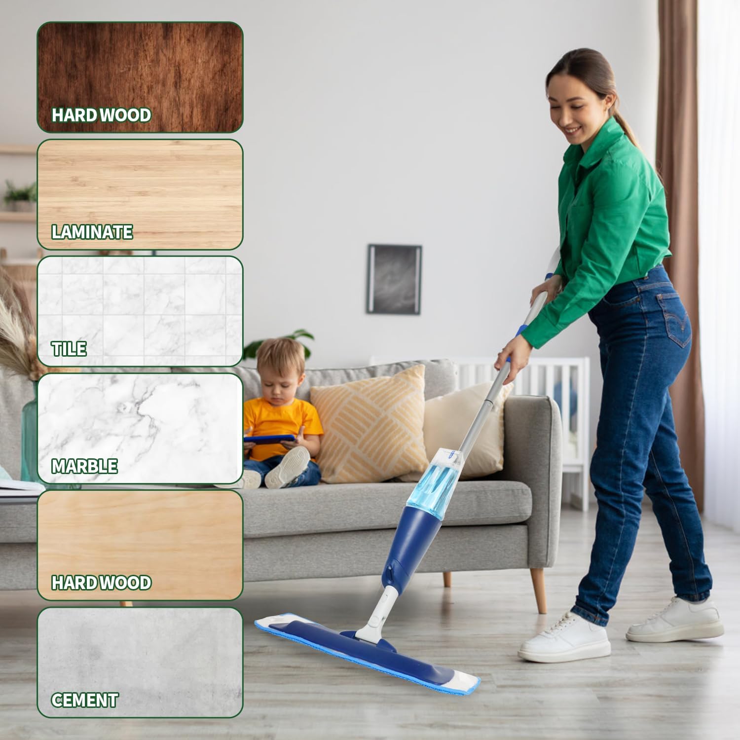 AmaVins 3 Pack Microfiber Cleaning Pads for Bona Mop