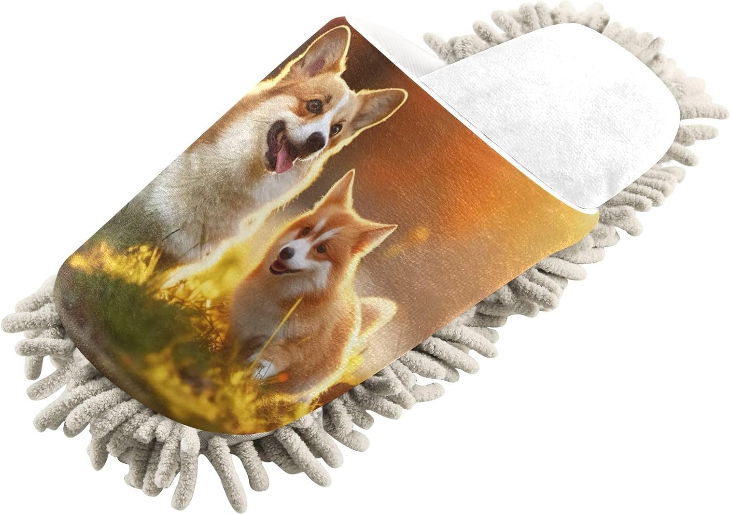 Running Bear White Sunset Dogs Mop Slippers Cozy Effective Floor Cleaning Tool