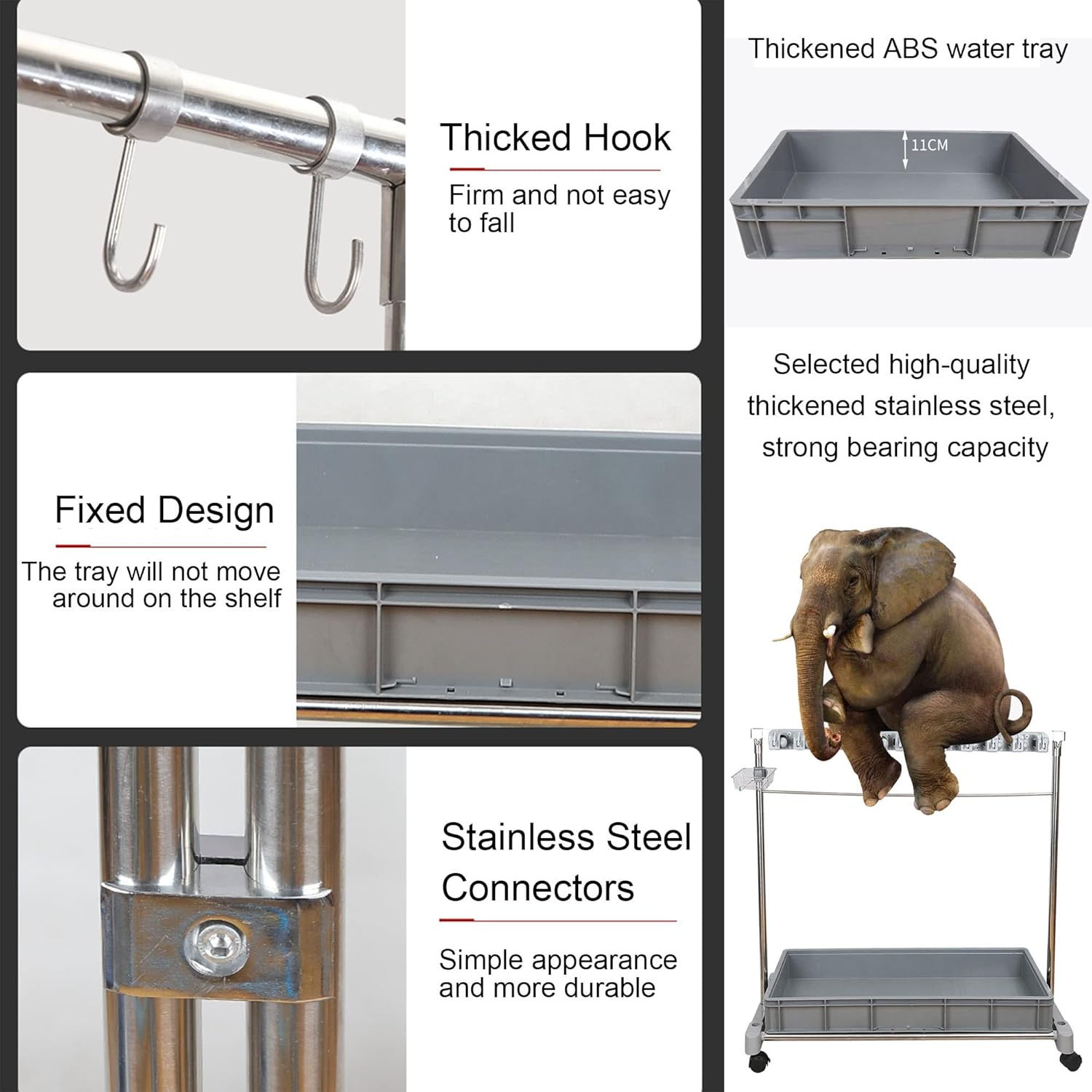 Stainless Steel Movable Commercial Mop Rack with Pulley Durable House Cleaning Tool