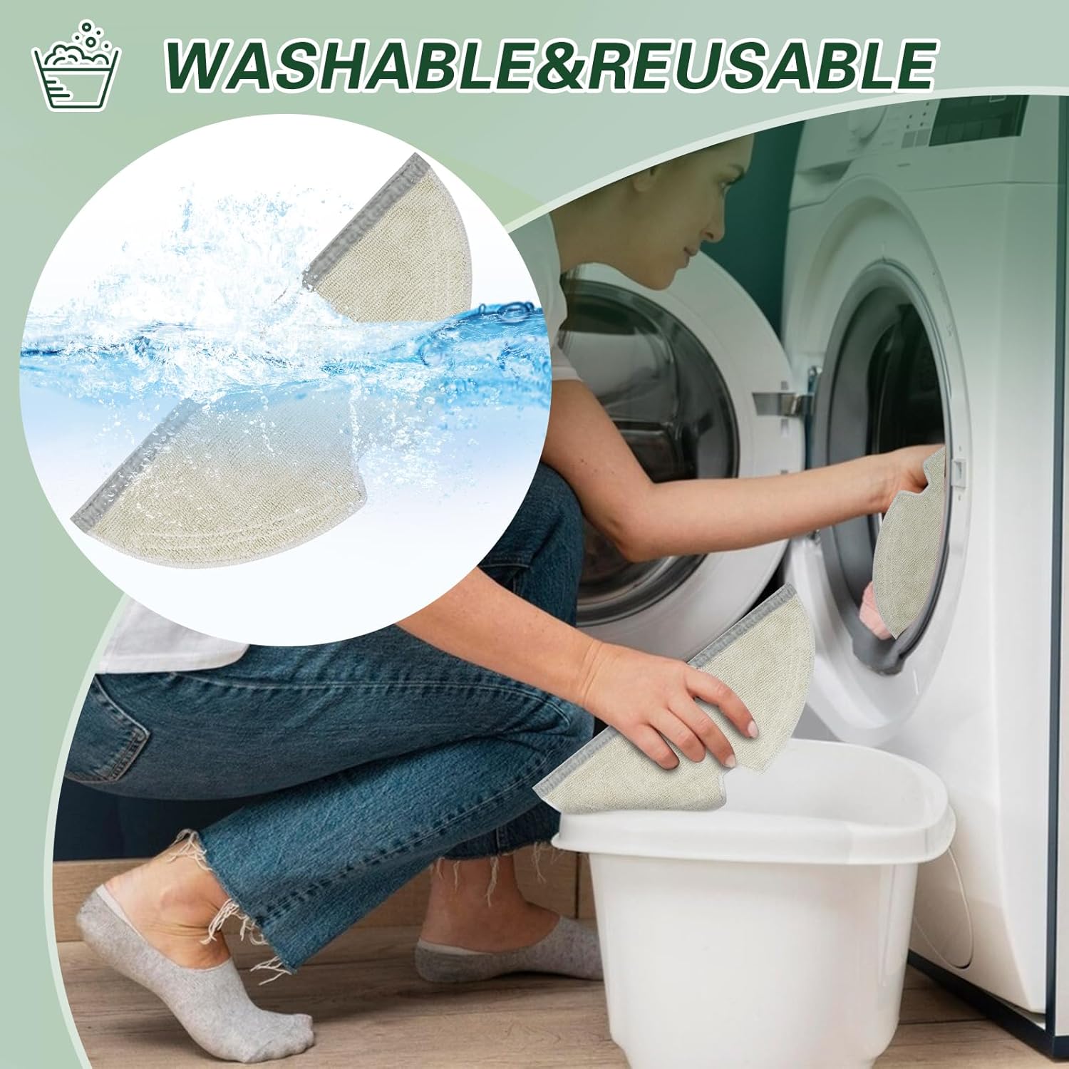 VIEWALL Reusable Microfiber Mop Cloth for Robot Vacuums - 6-Pack