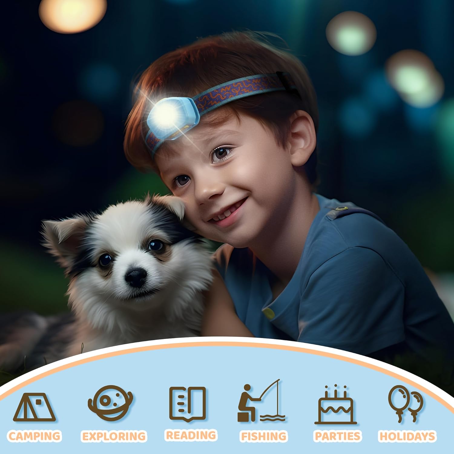 16-Piece LED Flashlight Set Rechargeable Kids Headlamp for Camping