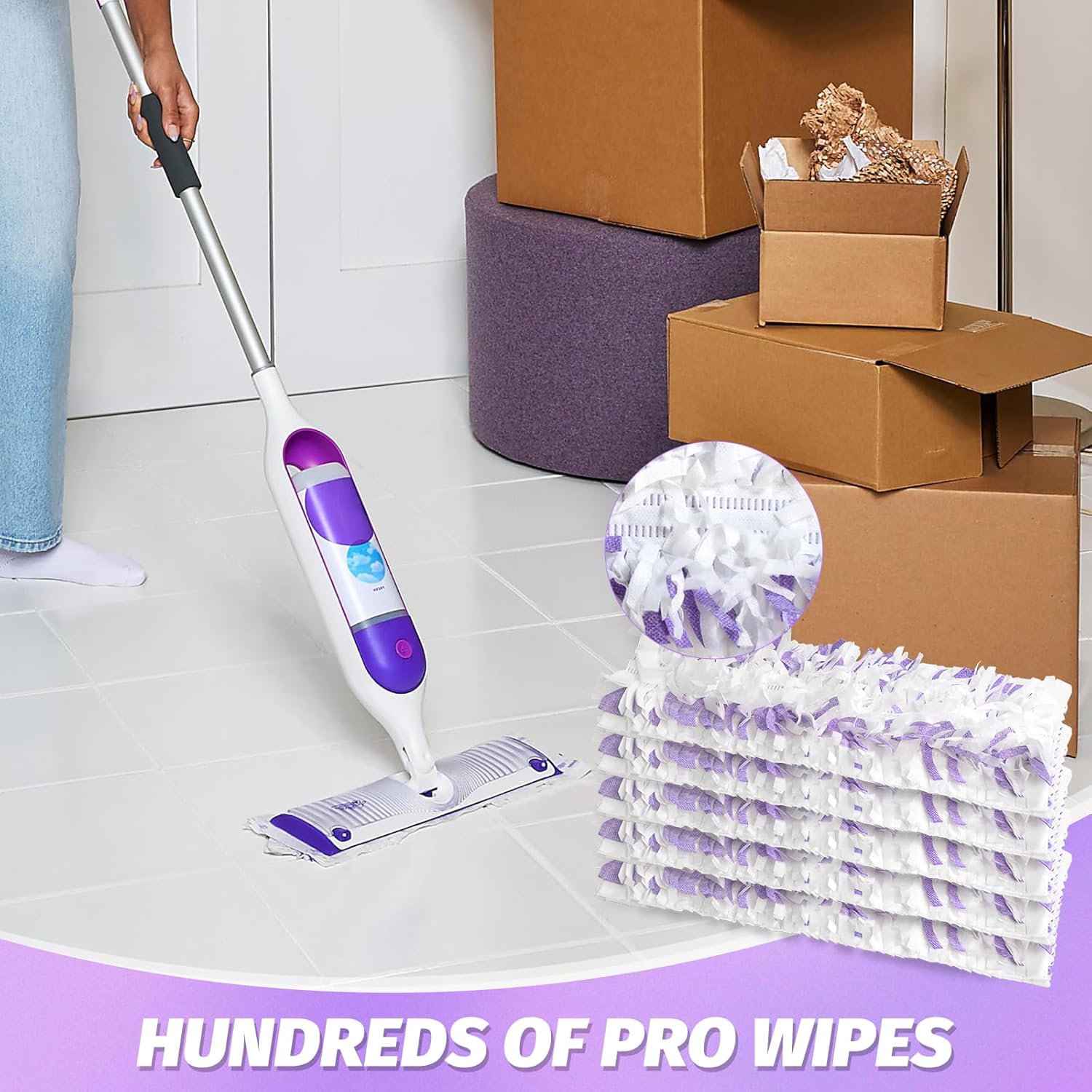 Disposable Power Mop Pads Refills 10 Pack White Purple