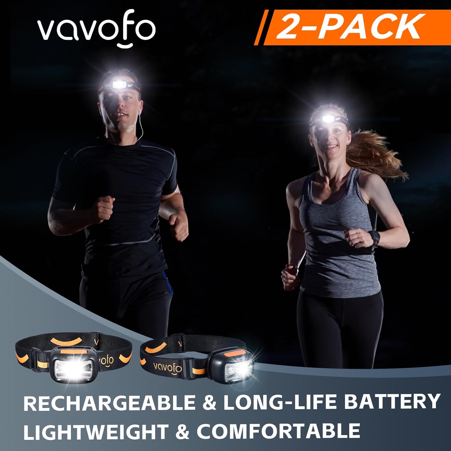 Double Brightness 1200-lumen dusk-to-dawn LED headlamp