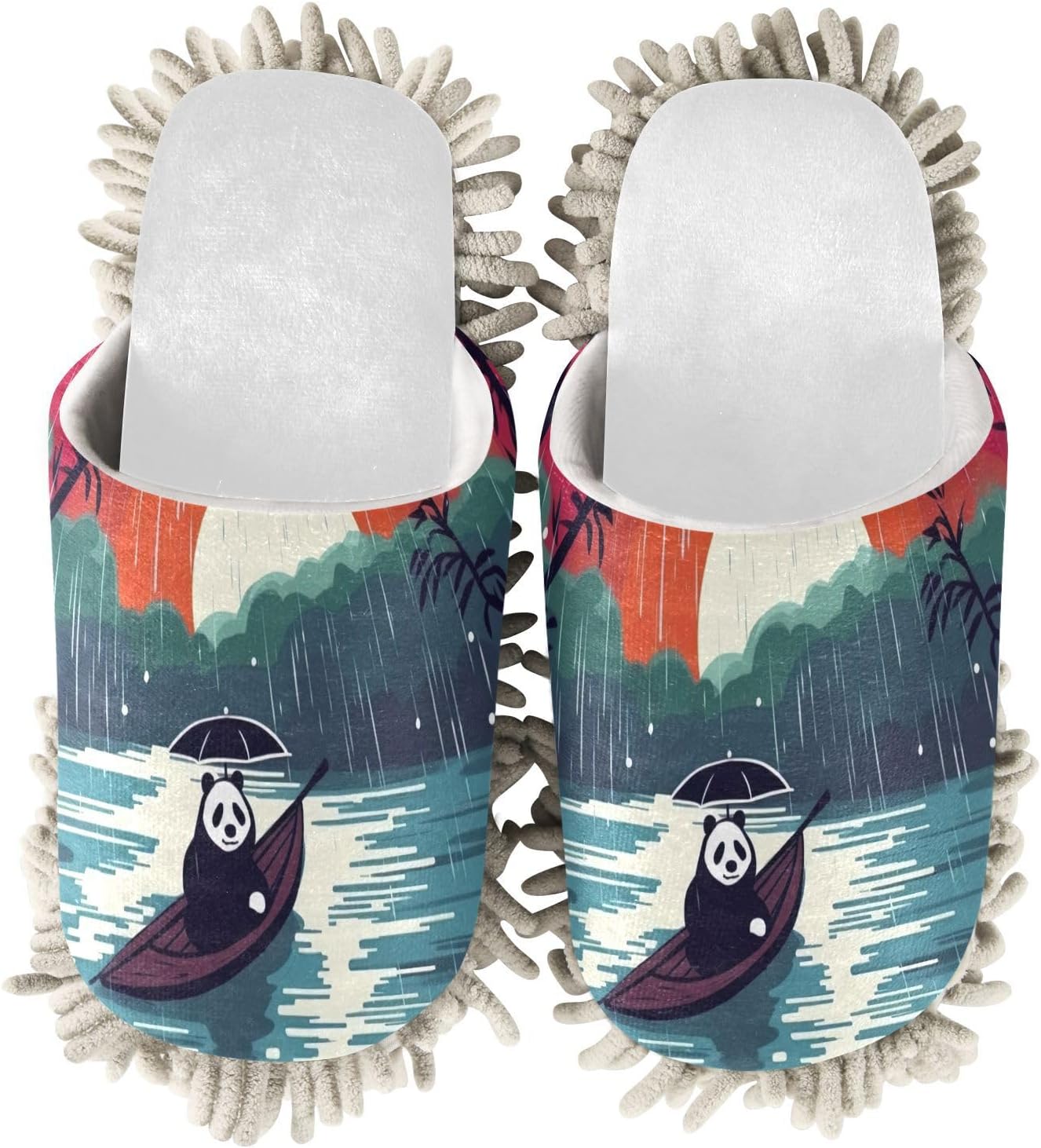 White Panda Cartoon Raining Mop Socks Cozy Fun Easy to Clean Durable