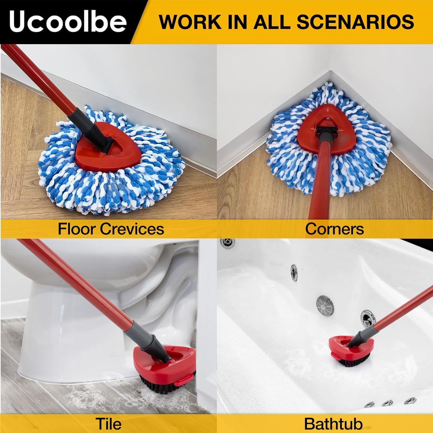 Ucoolbe Replaceable Spin Mop Heads 4 Pack