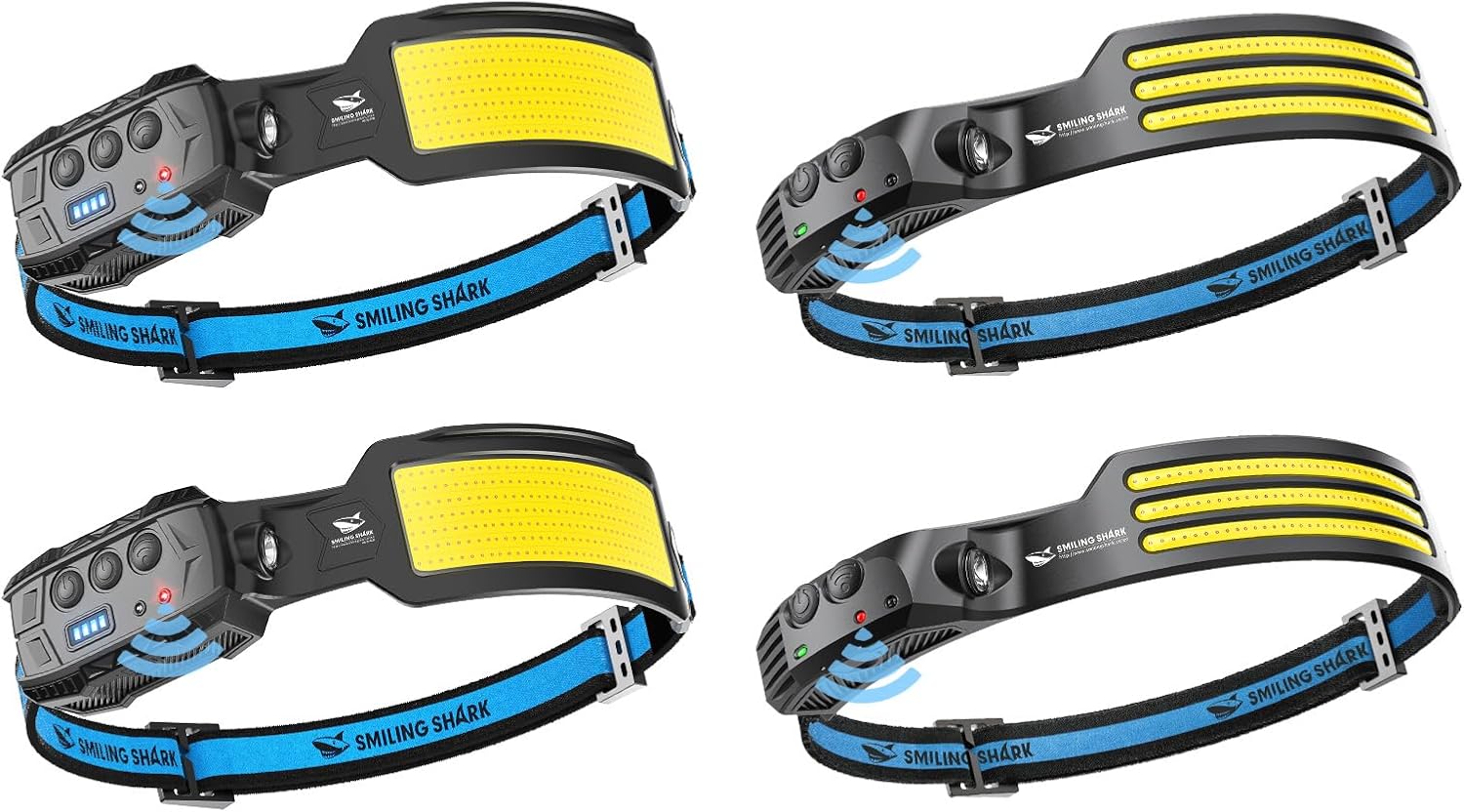 Smiling Shark 4-Piece LED Headlamp Bundle